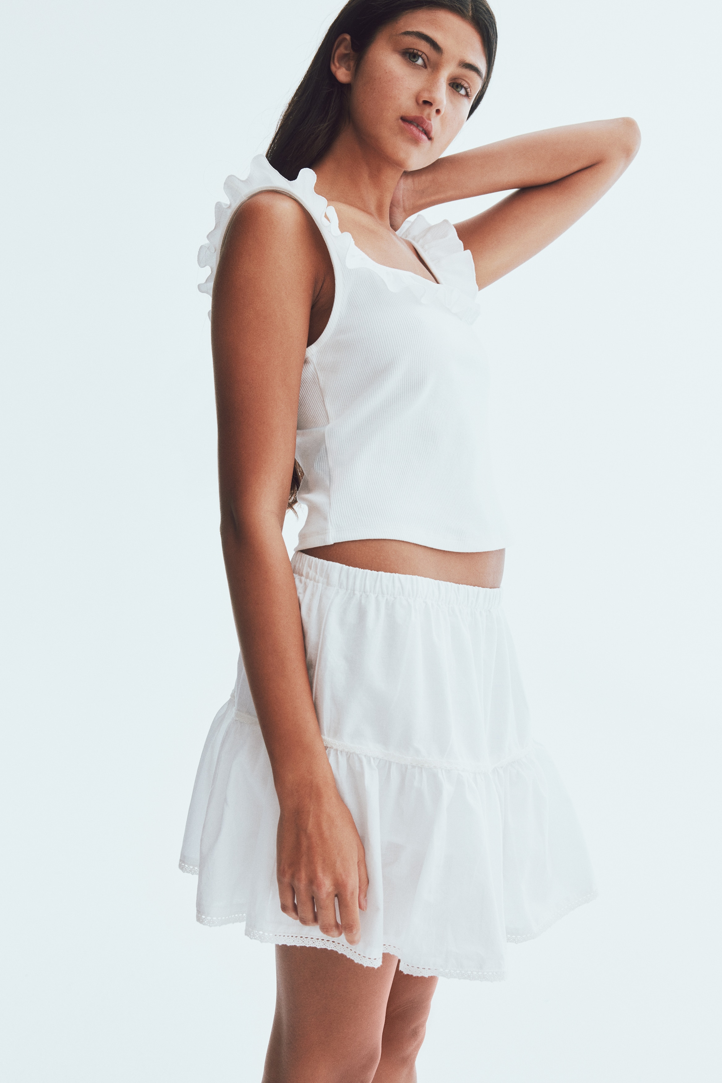Frill-trimmed vest top