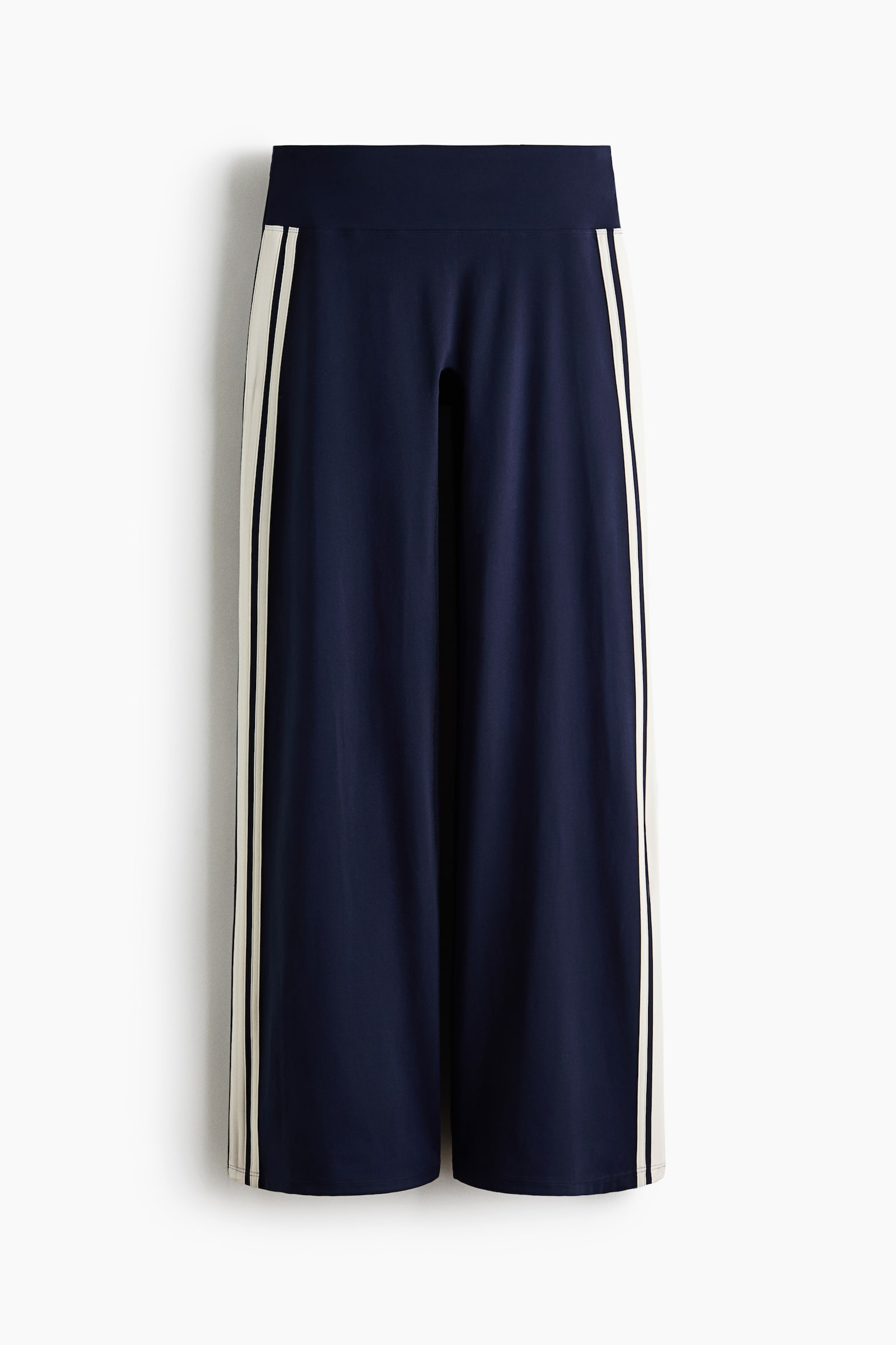 Wide sports leggings with SoftMove™ - Navy blue/White striped/Choco mocha/Striped