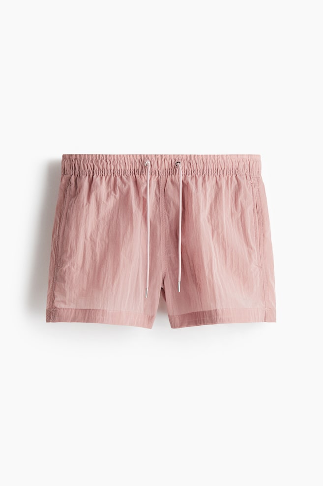 Crinkled nylon swim shorts - Pink/Plum purple - 1