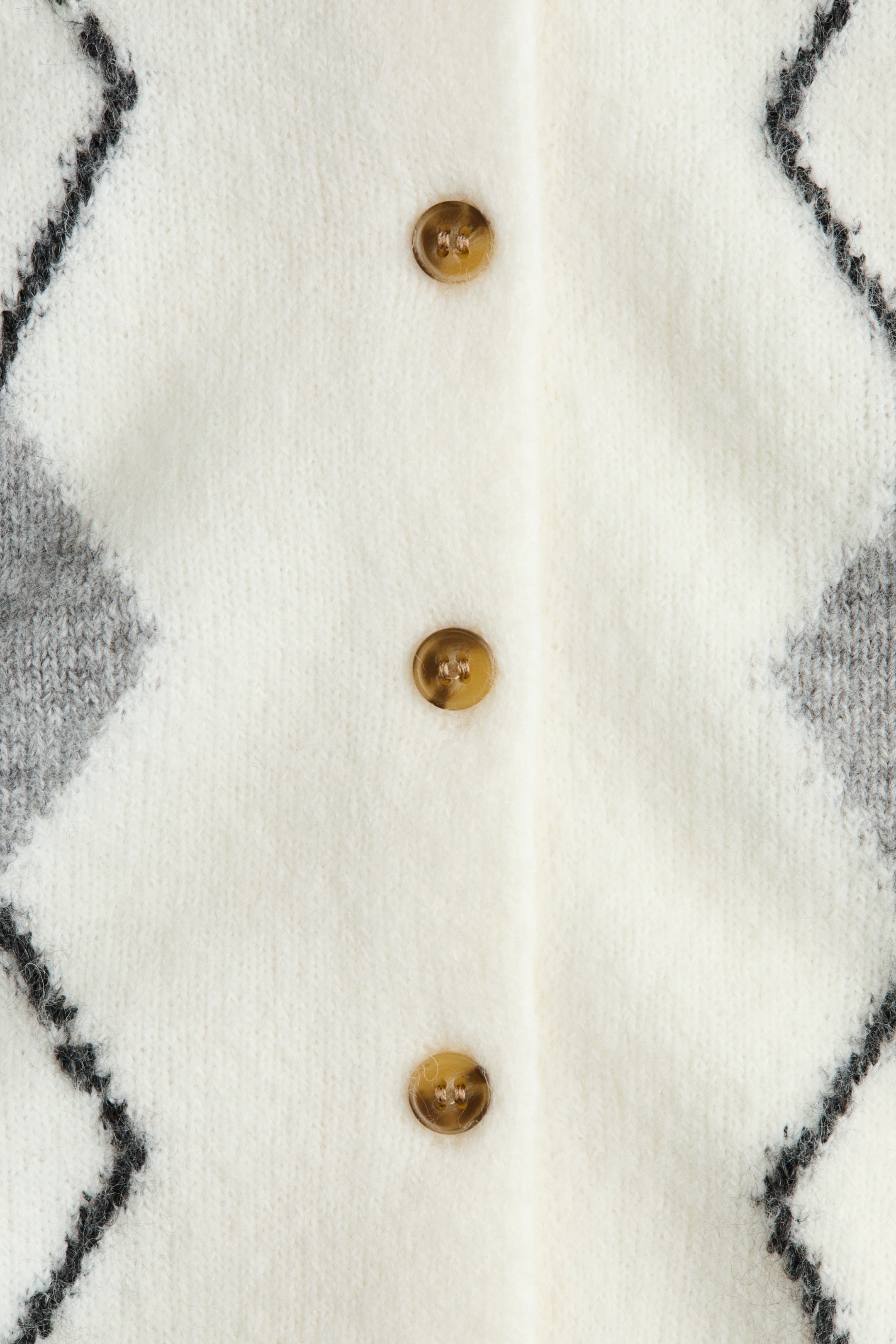 View larger image: Jacquard-Knit Cardigan - White/argyle - Ladies | H&M US 2