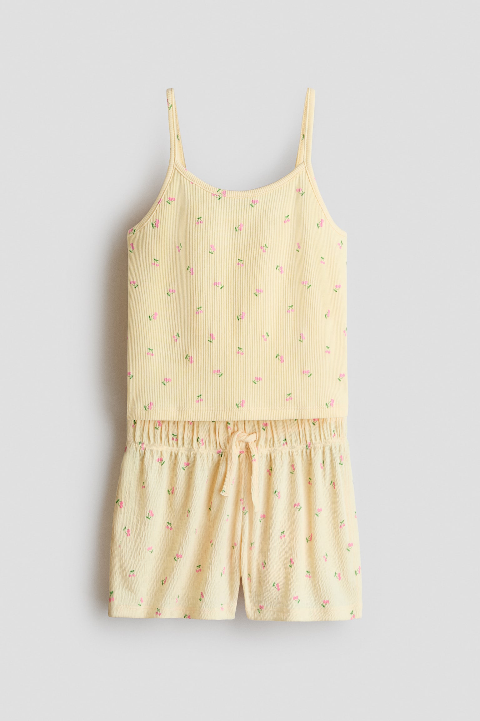 Set 2 pezzi top e shorts - Giallo/fiori/Grigio mélange/New York/Rosa chiaro/83/Bianco/stella