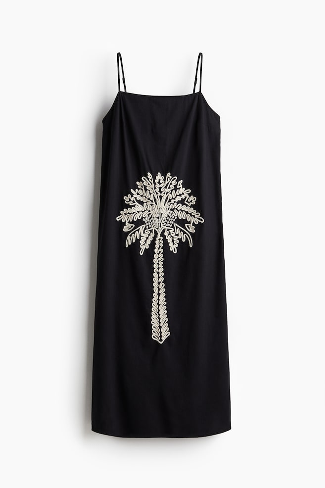 Besticktes Trägerkleid - Schwarz - 1