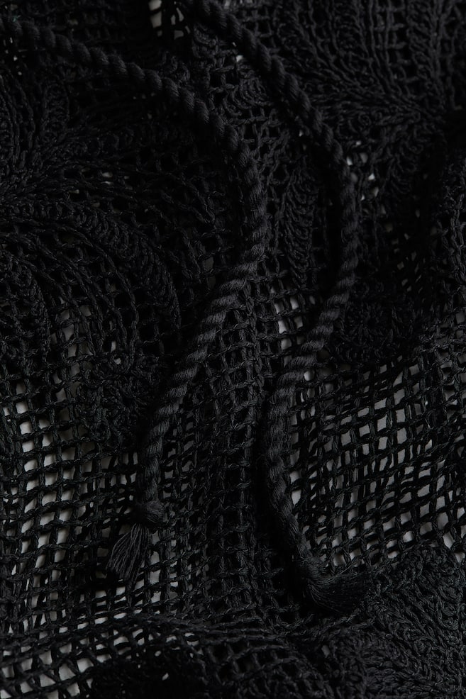 Crochet-look beach dress - Black/Floral - 5