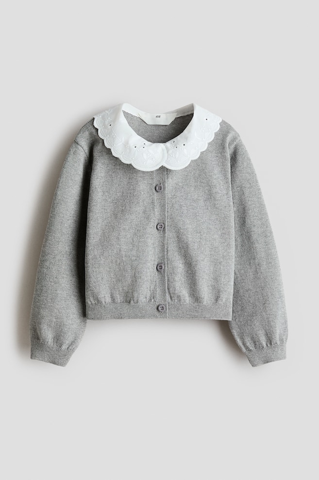 Cárdigan con cuello - Gris jaspeado - 1