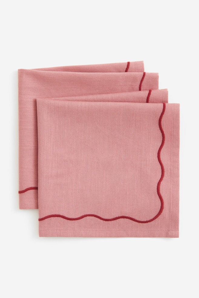 Lot de 2 serviettes de table - Rose/Marron/Rouge/Beige clair - 2