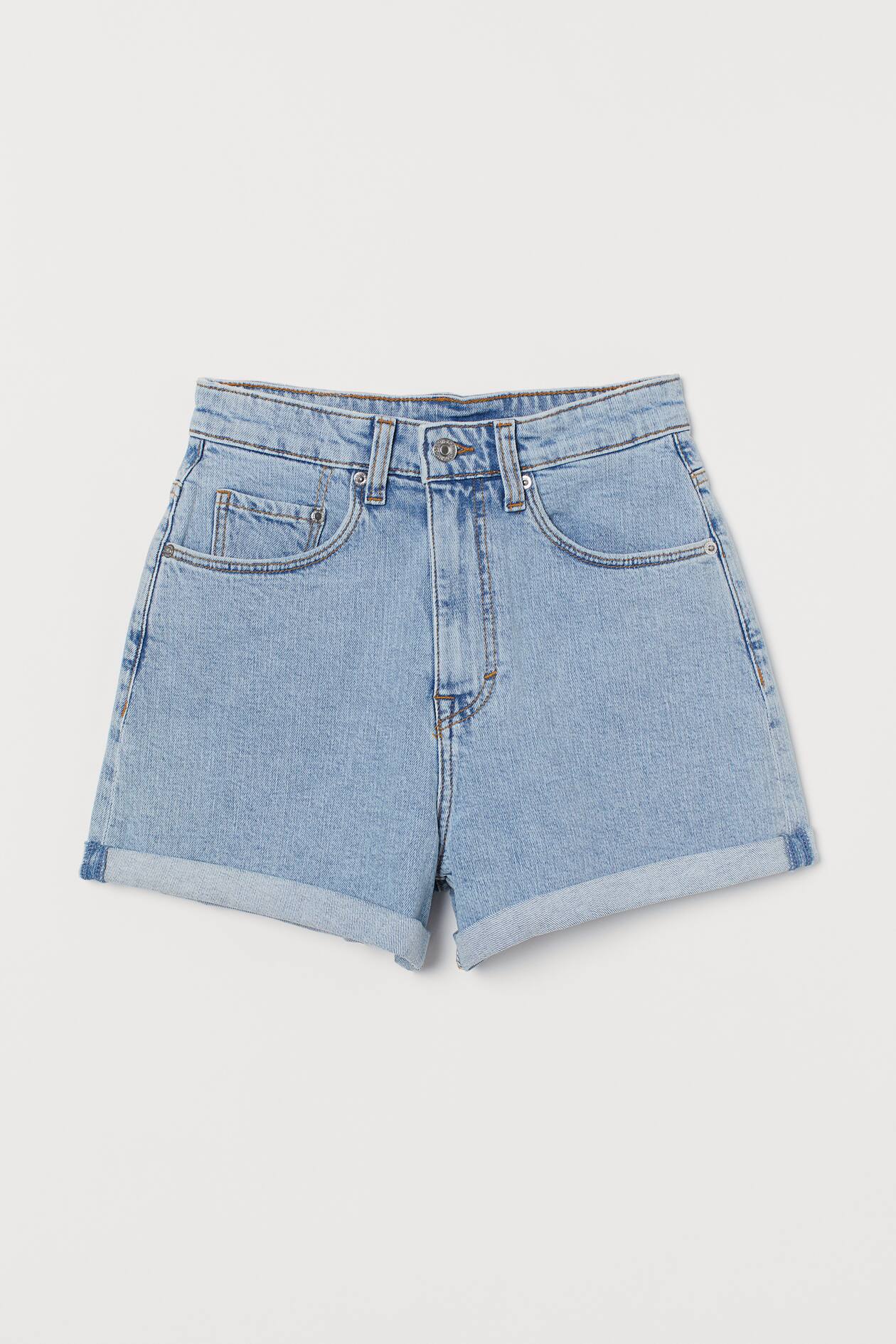 Mom Shorts High Waist Light denim blue Ladies H&M HK