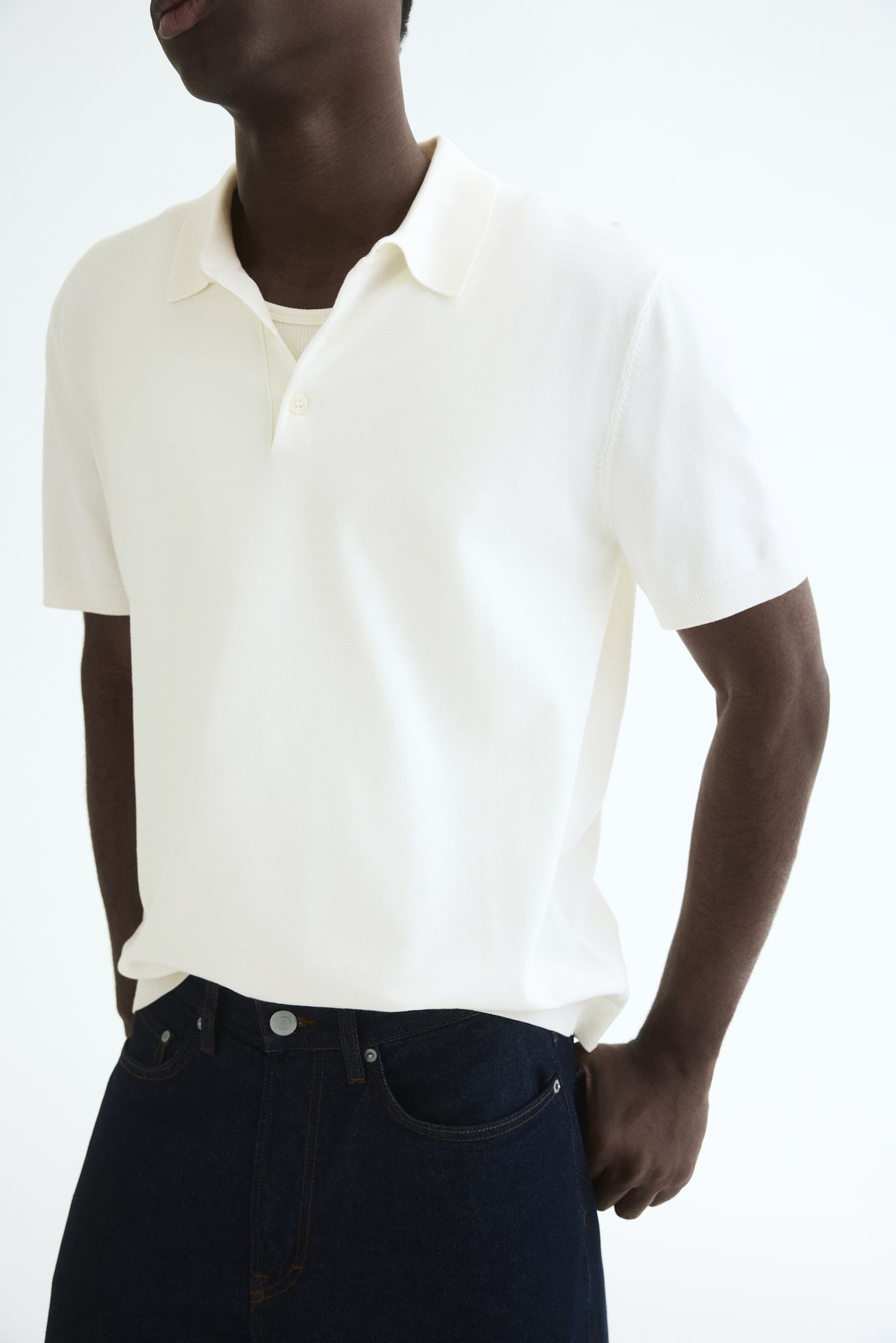 Мужское поло H&M Regular-Fit Polo Shirt, цвет: Кремовый — фото 3