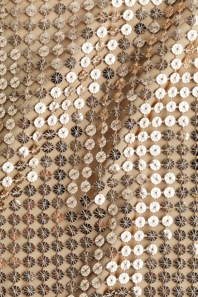 Sequined mesh skirt-Beige/Gold-coloured - 2