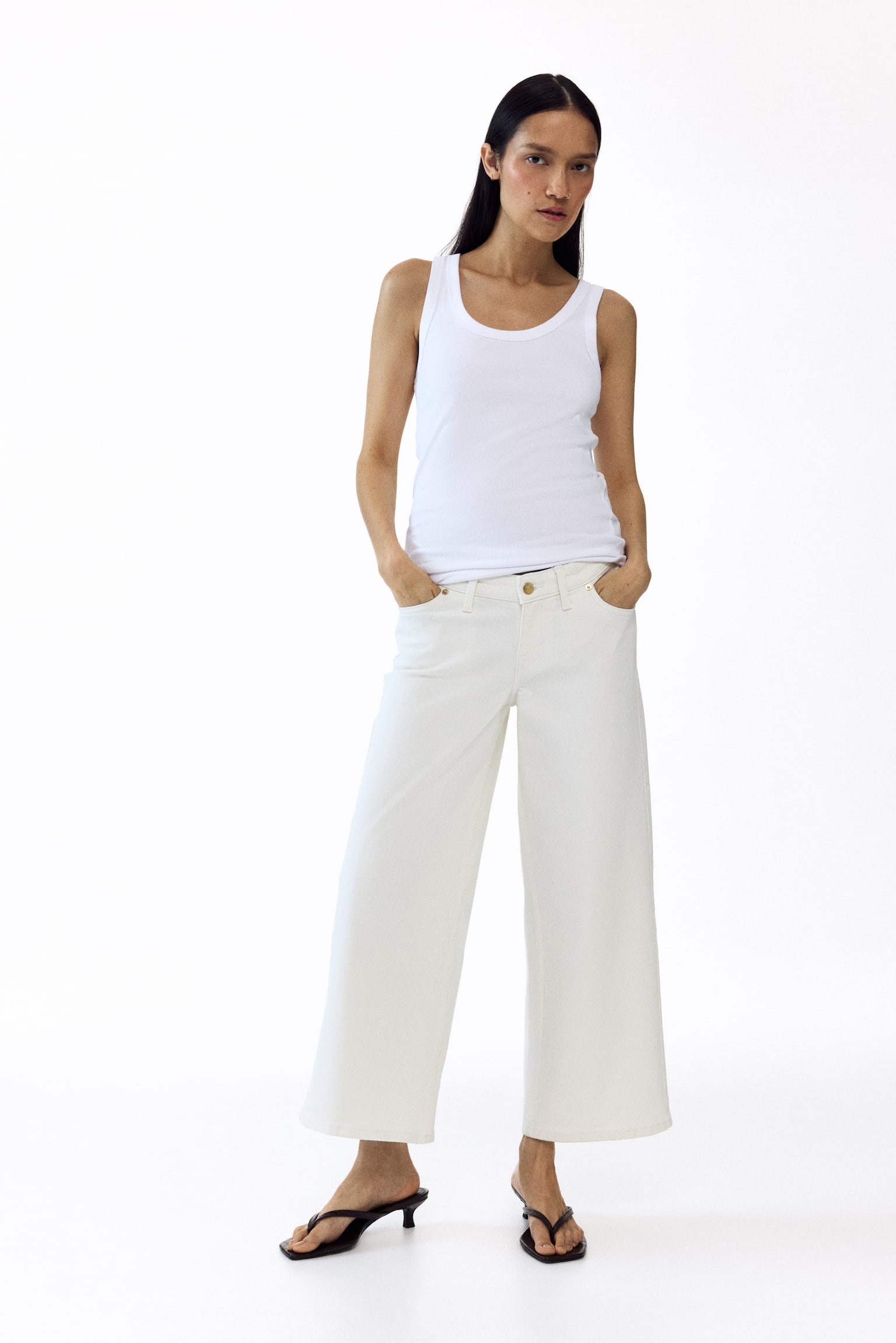 MAMA Wide Low Waist Ankle Jeans - 6