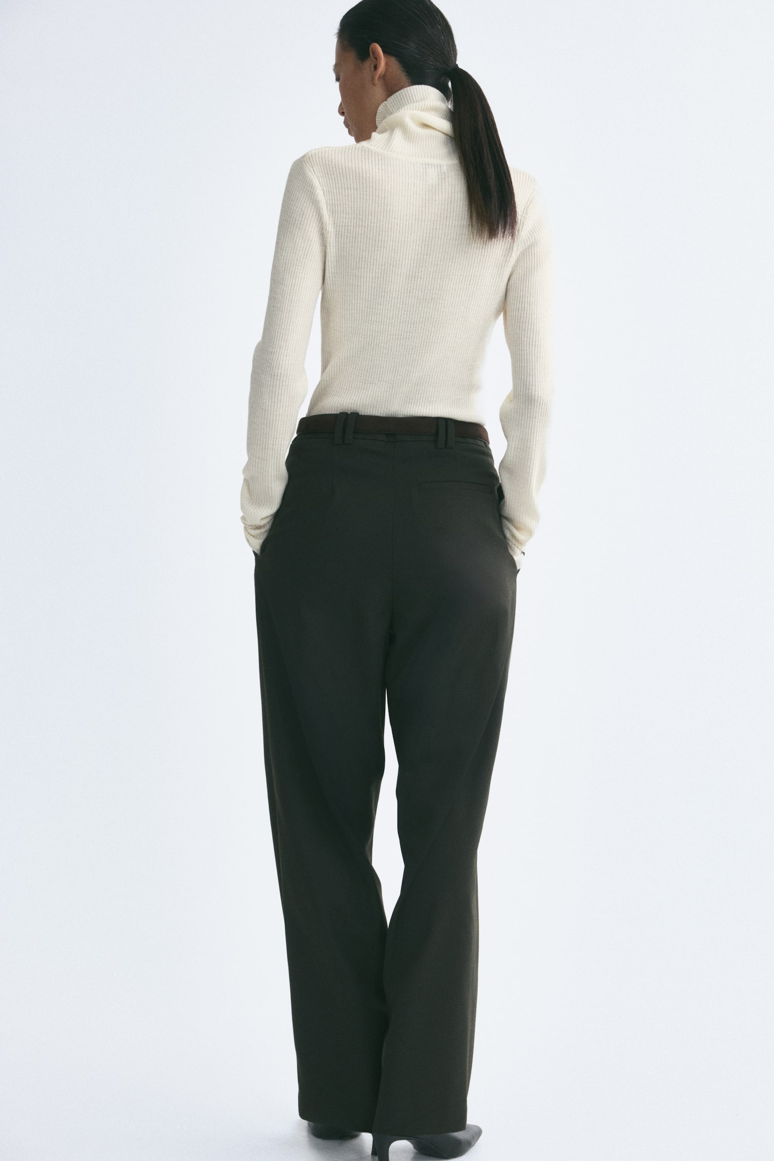 Женский топ H&M Turtleneck Merino Wool, цвет: Кремовый — фото 5