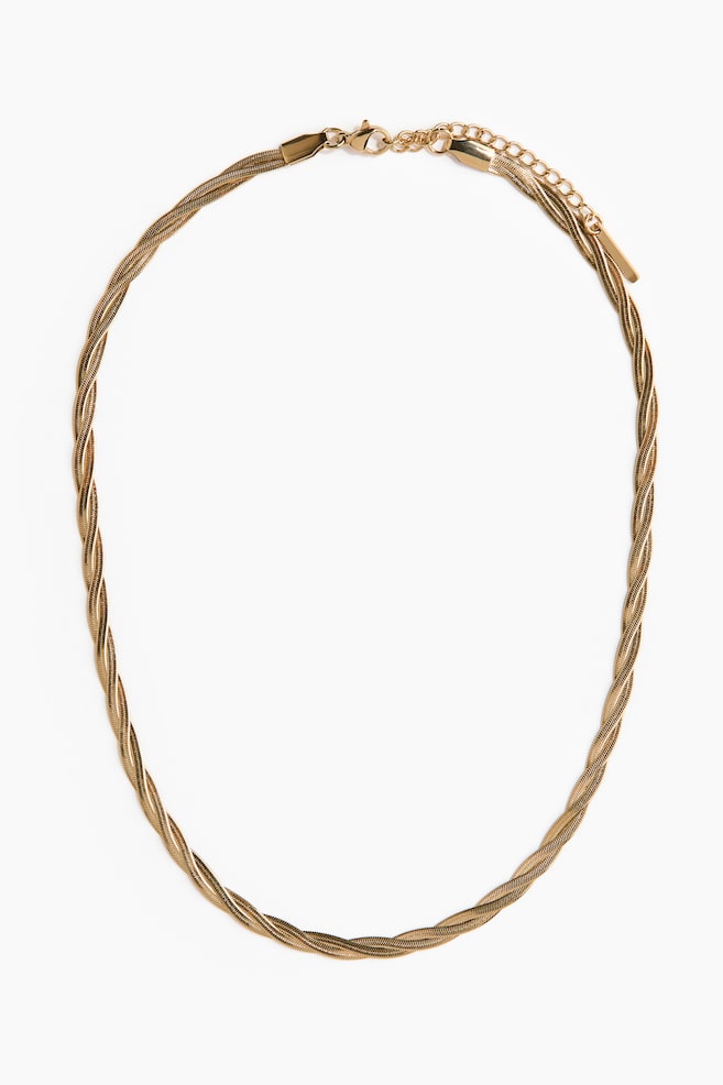 Waterproof Twisted Chain Necklace - Gold-colored/Silver-colored - 1