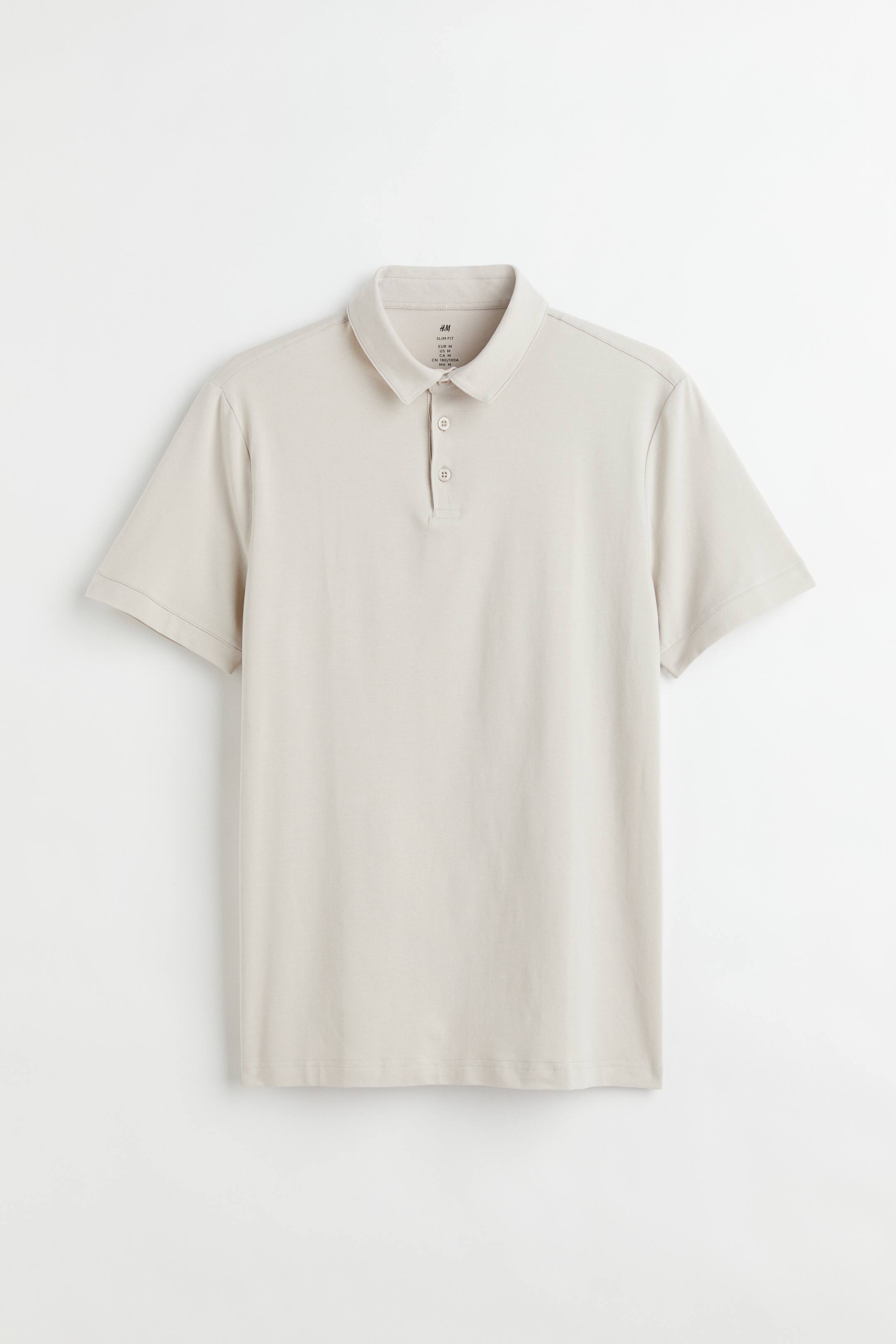 View larger image: Slim Fit Polo shirt - Light beige - Men | H&M 1