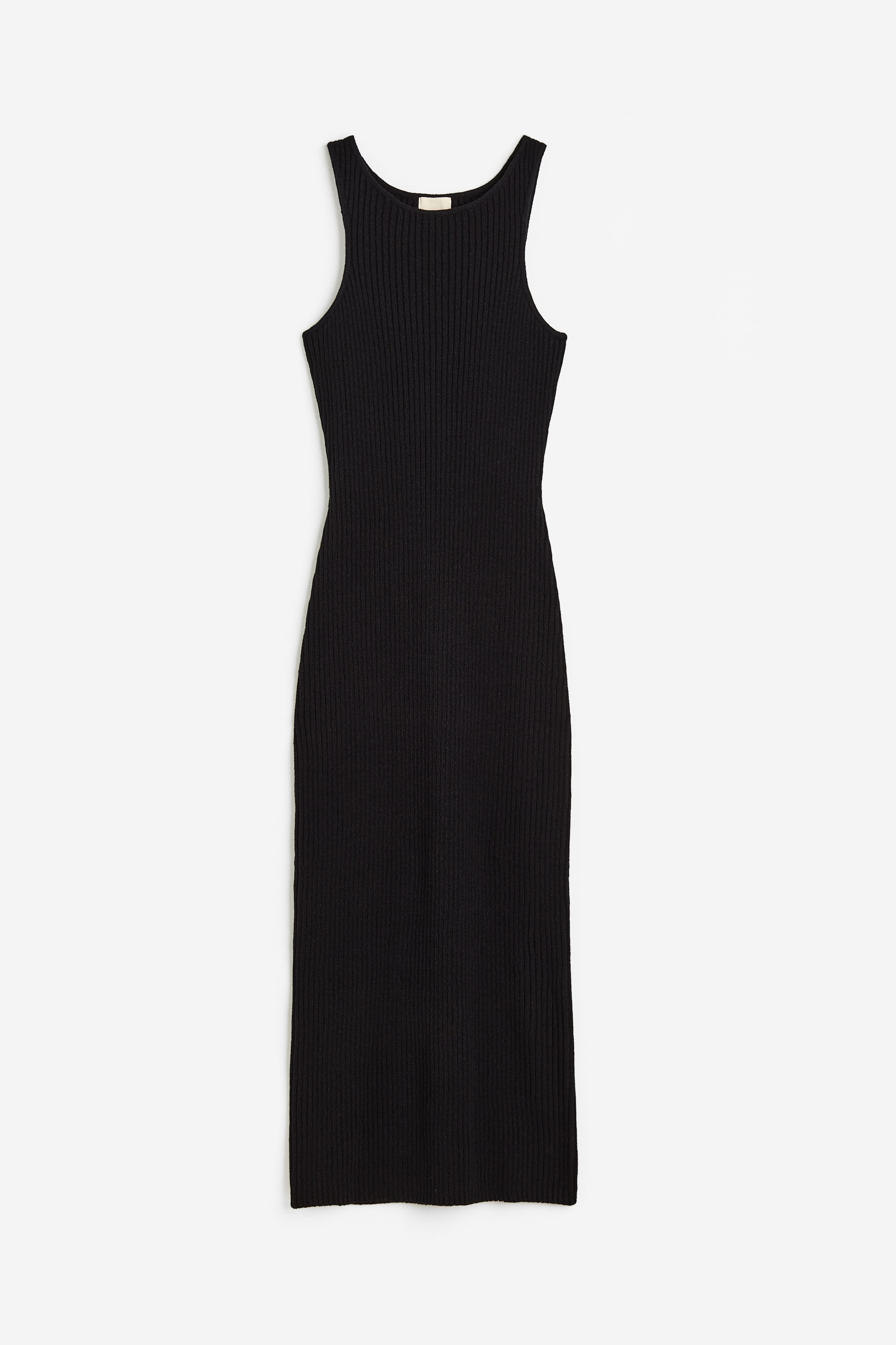 silk blend rib knit dress h&m Women's Black Rib-knit silk-blend dress