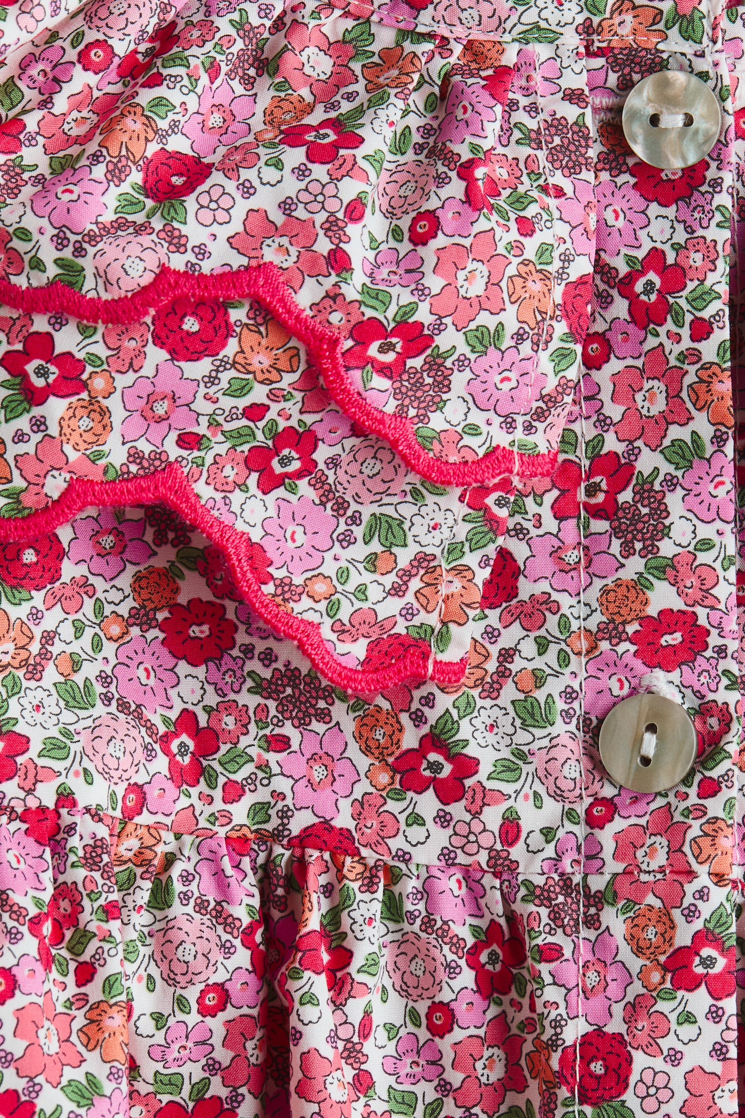 Kleid aus Baumwollmusselin - Rot/Geblümt/Weiß - 3
