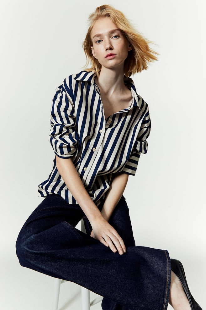 Striped cotton shirt - Dark blue/Striped - 4