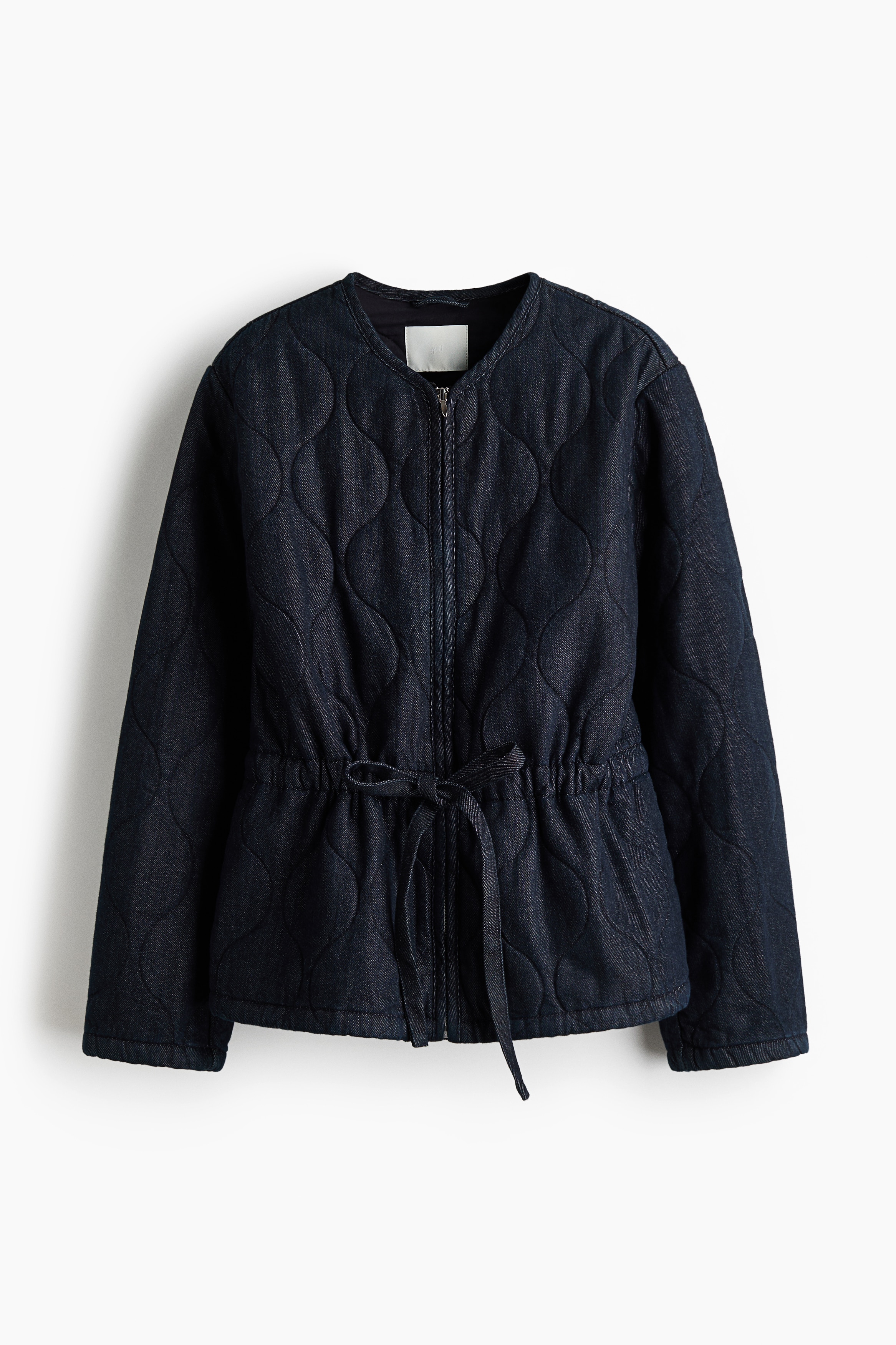 Quiltet denimjakke - Mørk denimblå/Denimblå