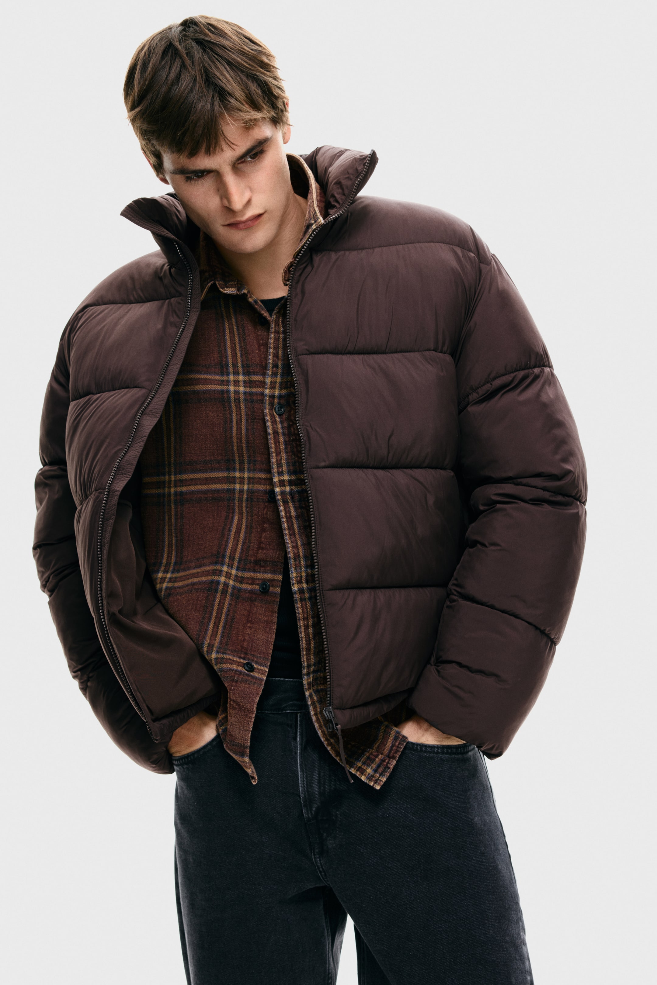 View larger image: Water-repellent puffer jacket - Dark brown - Men | H&M IN 2