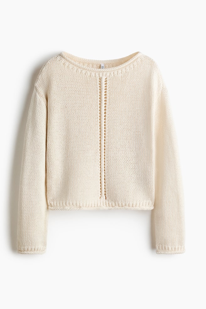 Jersey con bordes enrollados - Crema - 1