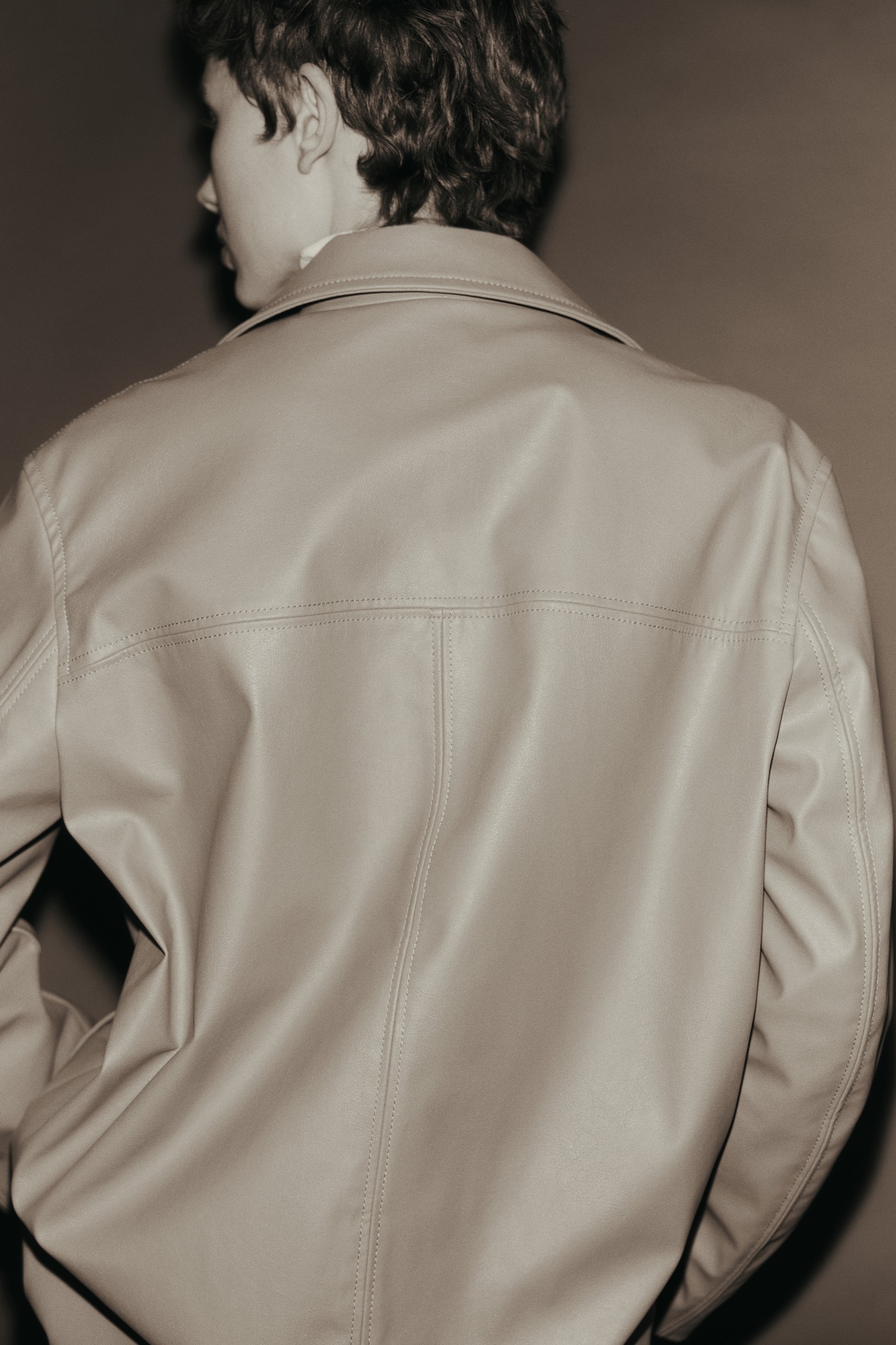 Куртка із тканини з покриттям - Темно-бежевий - 3