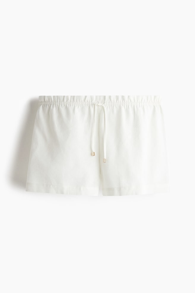 Kordelzugshorts aus Leinenmix - Weiß - 1
