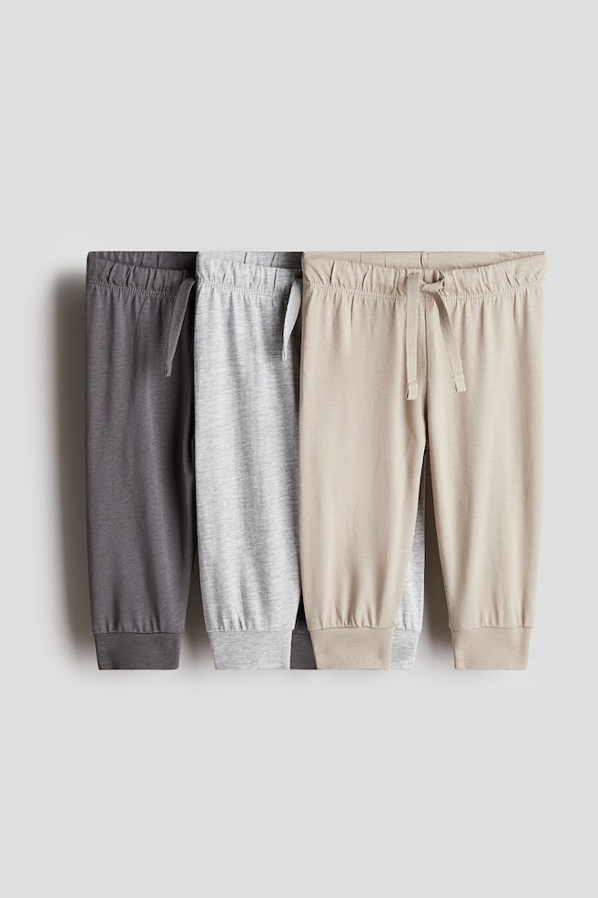 3-pack Cotton Jersey Joggers - Light beige/gray/Khaki green/dinosaurs/Navy blue/vehicles/Light gray/turquoise/Taupe/elephants/Brown/dogs/Dark gray/patterned - 1