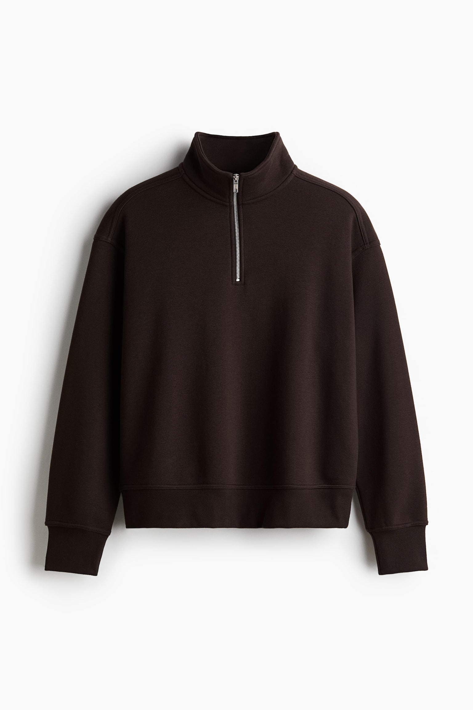 Sweatshirt med dragkedja Loose Fit - Mörkbrun/Svart/Beige - 2