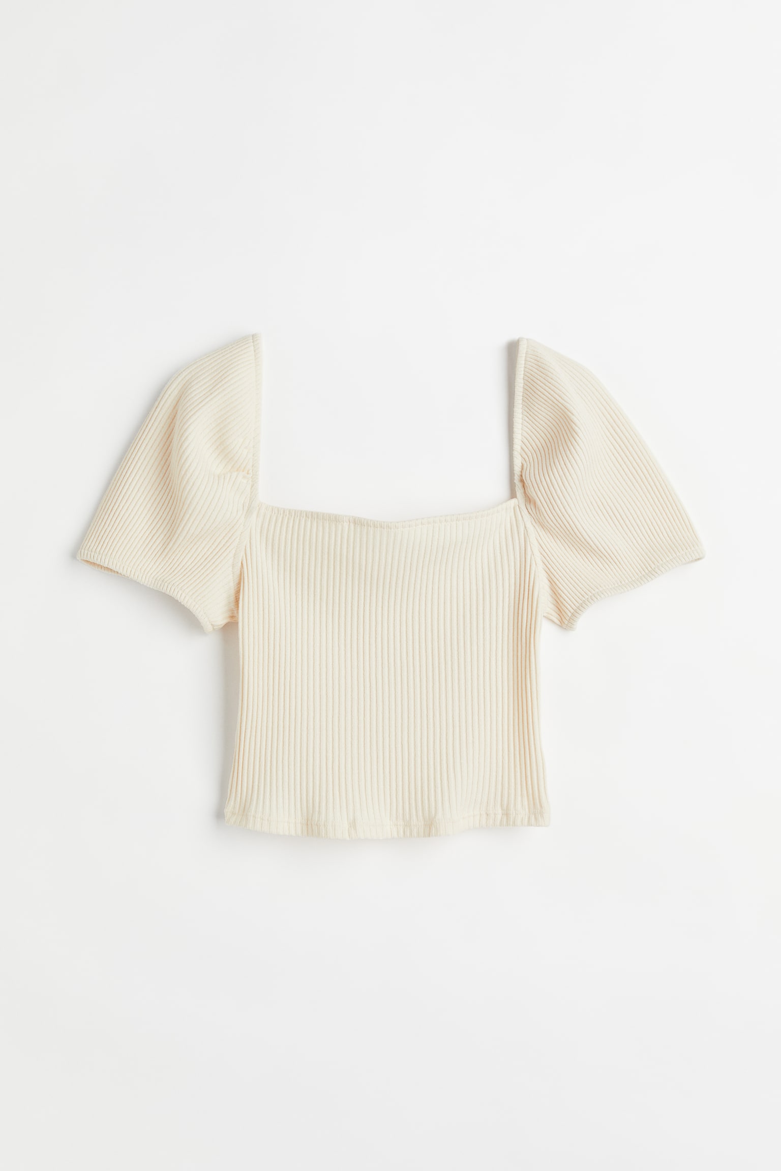 Rib Top - Cream/Light blue - 1