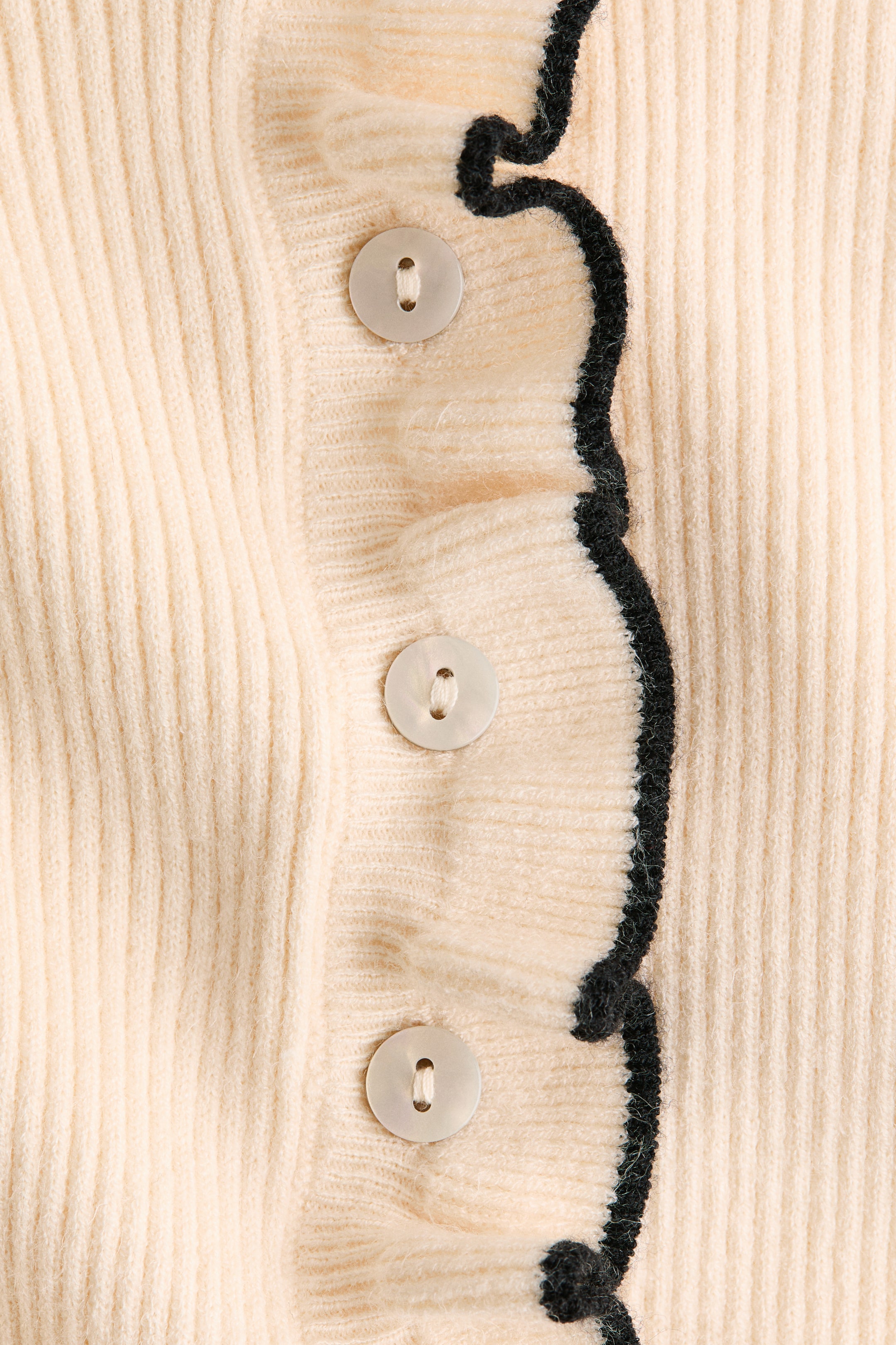Ruffled Rib-Knit Cardigan