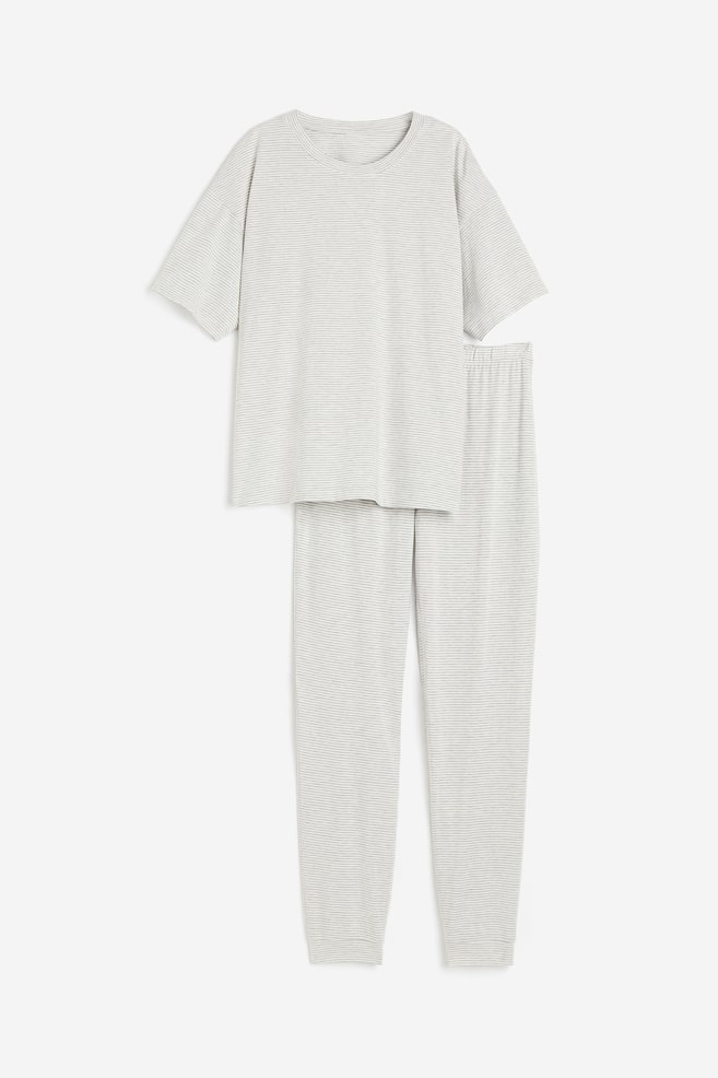 Jersey pyjamas - Light grey/Striped/Grey/Spotted/Dark grey/Hearts - 2