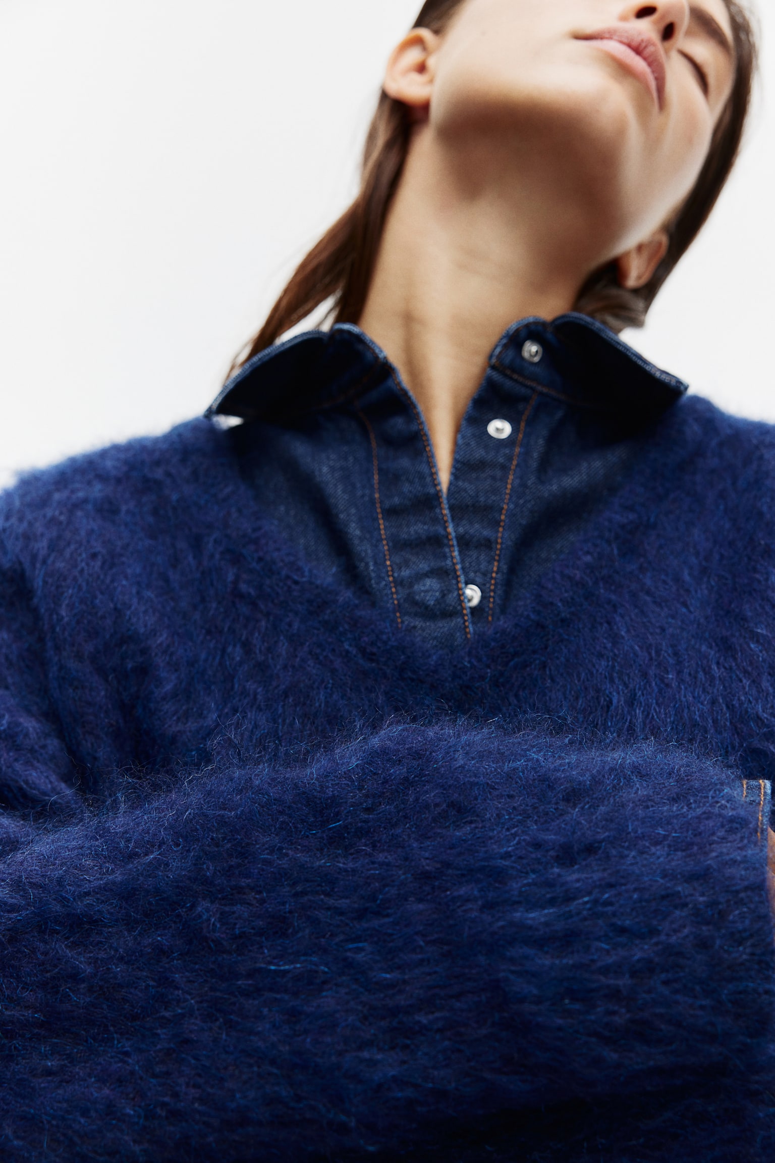 Oversized mohair-blend jumper - Navy blue/Bright red/Dark beige/White - 5