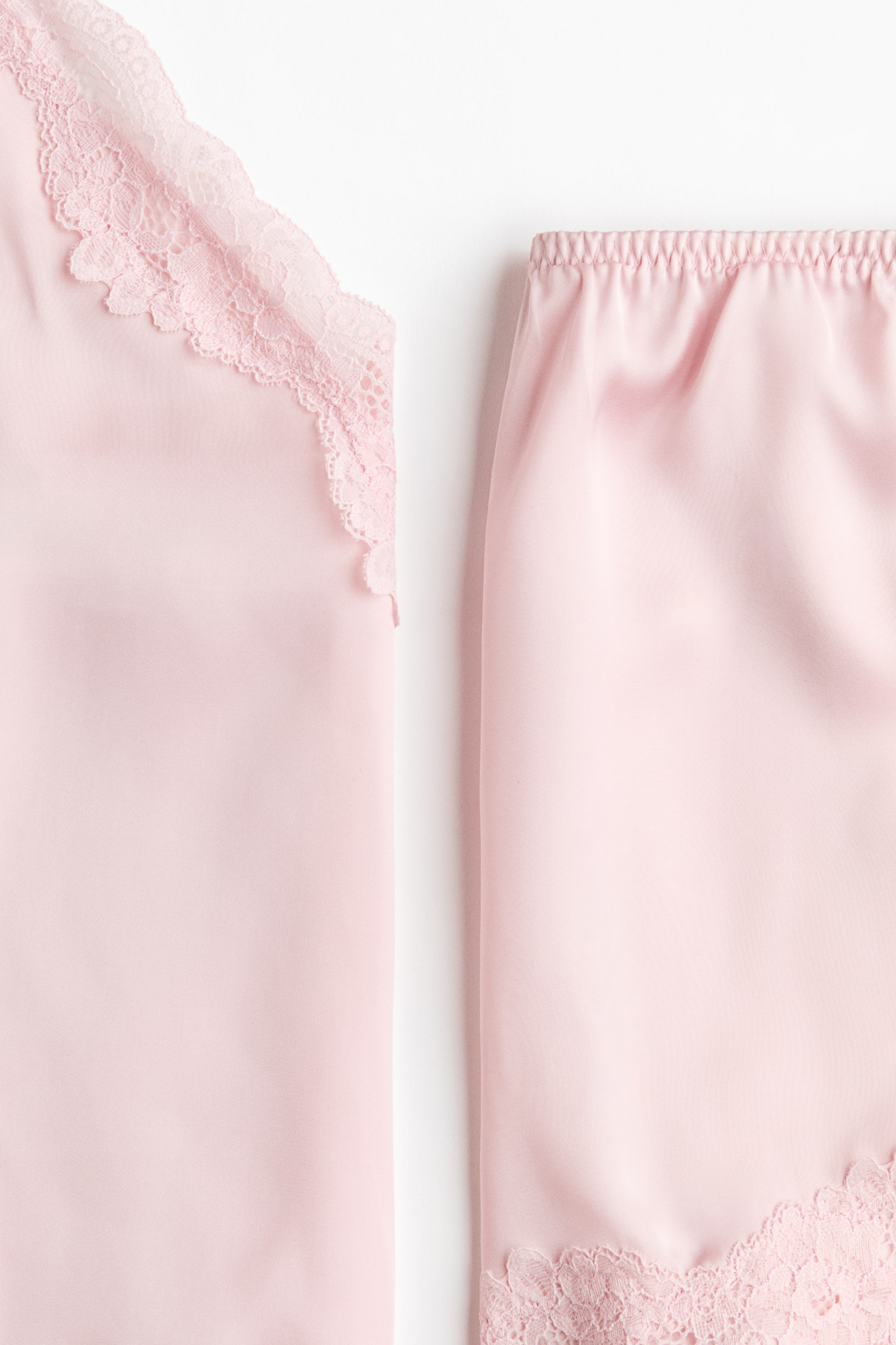 Lace-Trimmed Satin Pajamas