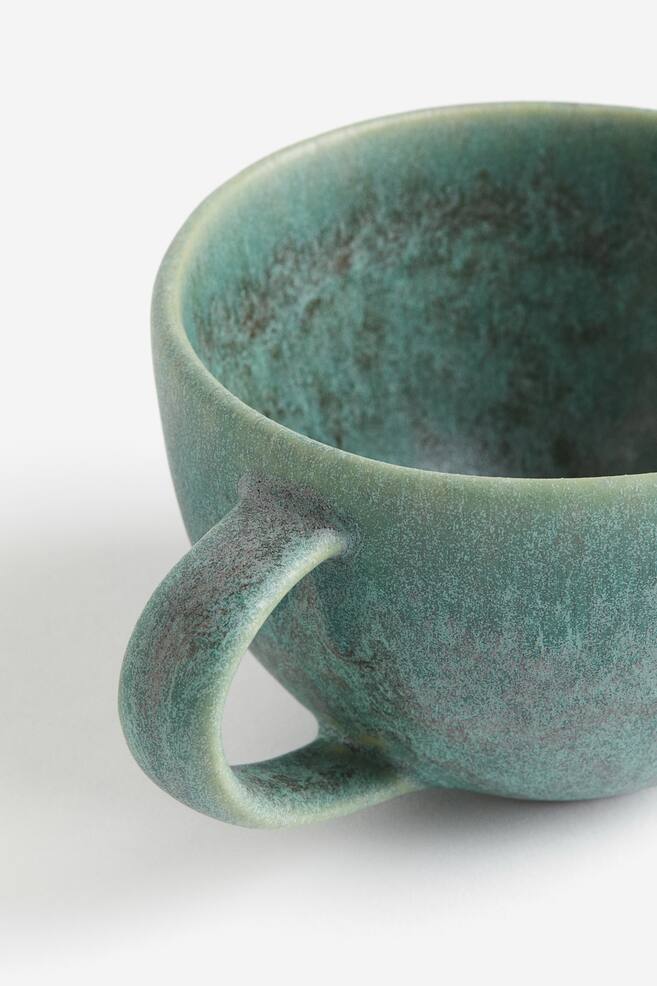 Large stoneware cup - Green/Beige/Pink - 2