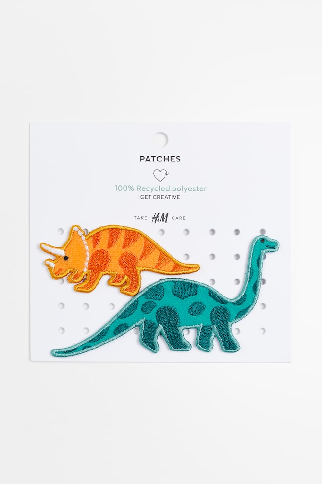2-pack dinosaur-motif repair patches - Orange/Dinosaurs - 1