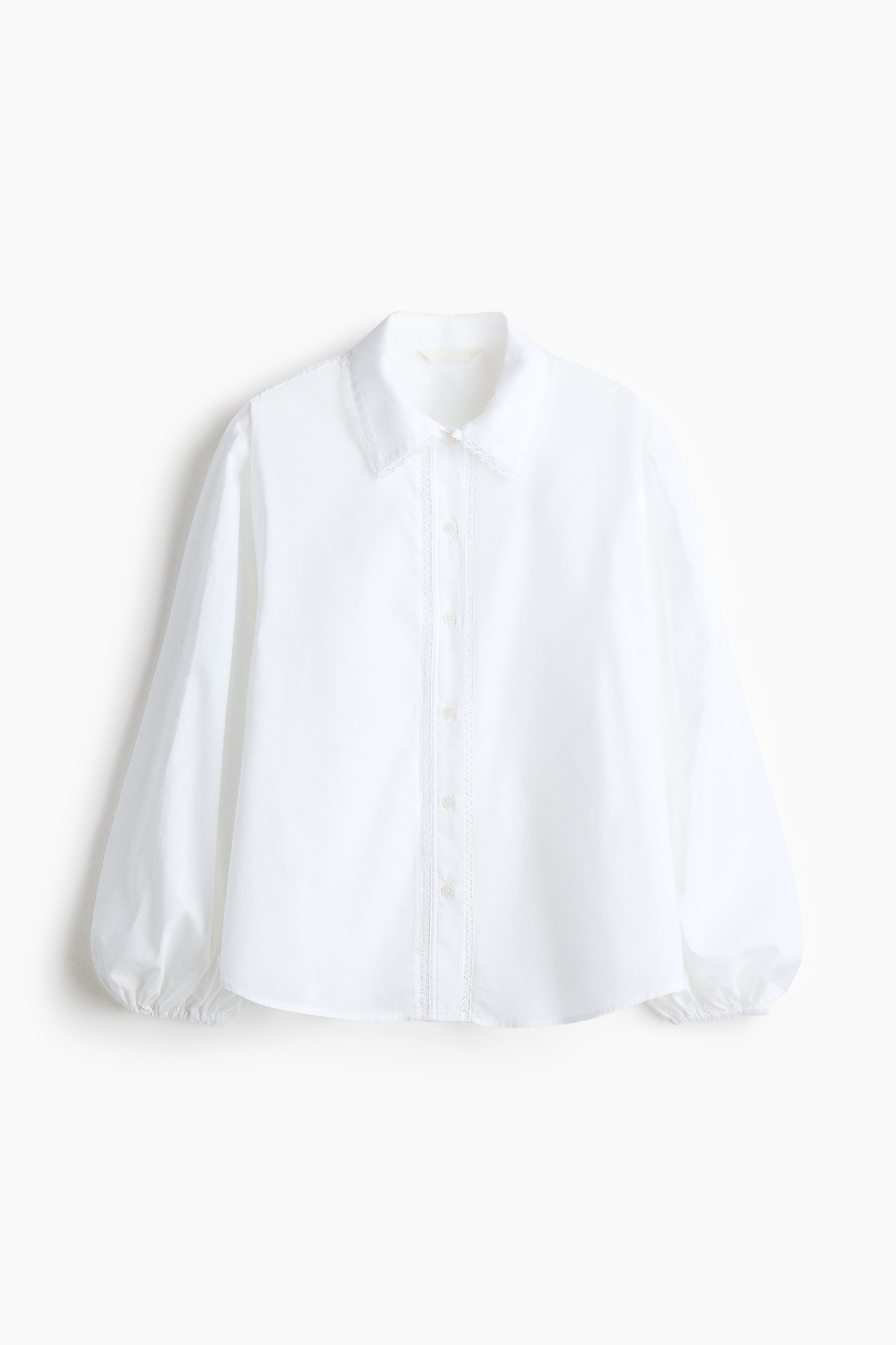Lace-Trimmed Cotton Shirt - White/Light purple
