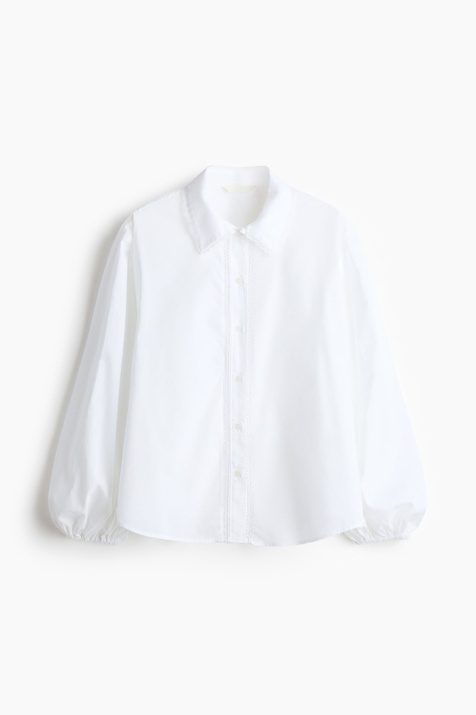 Lace-trimmed cotton shirt - White/Light purple - 2