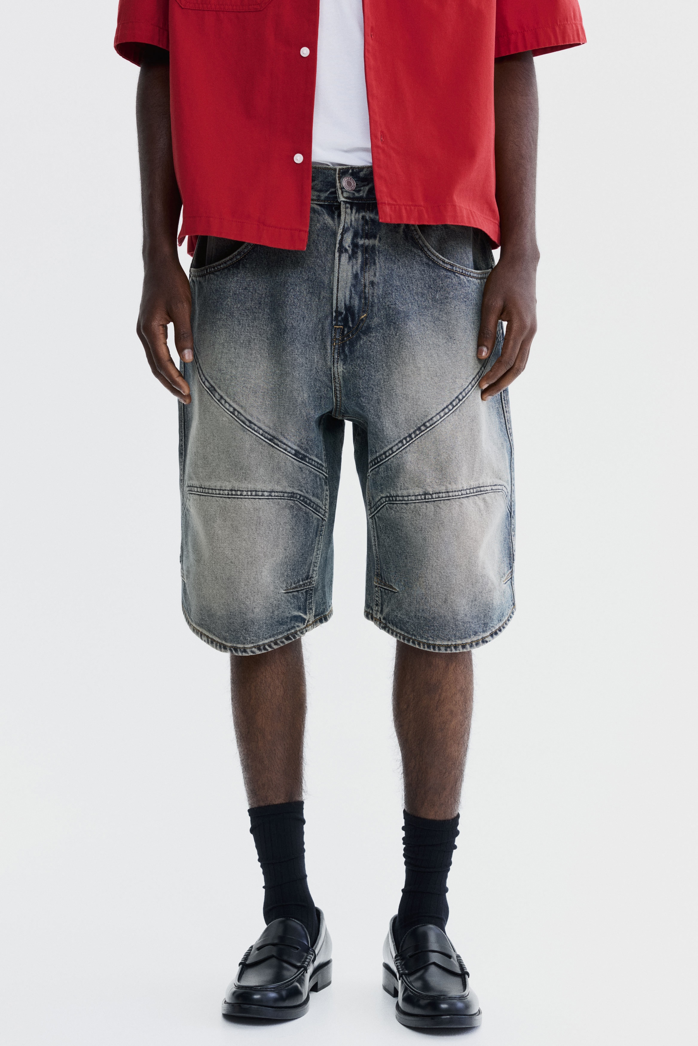 スーパーバギーデニムショートパンツ - ダークデニムブルー - Men | H&M JP