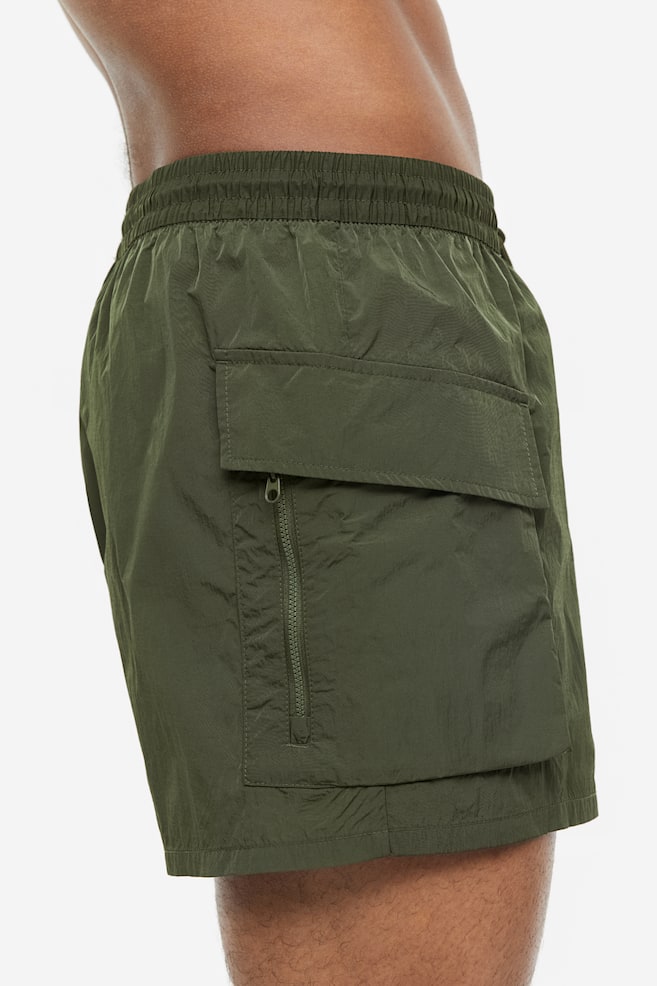 Leg-pocket swim shorts - Dark khaki green/Black - 5