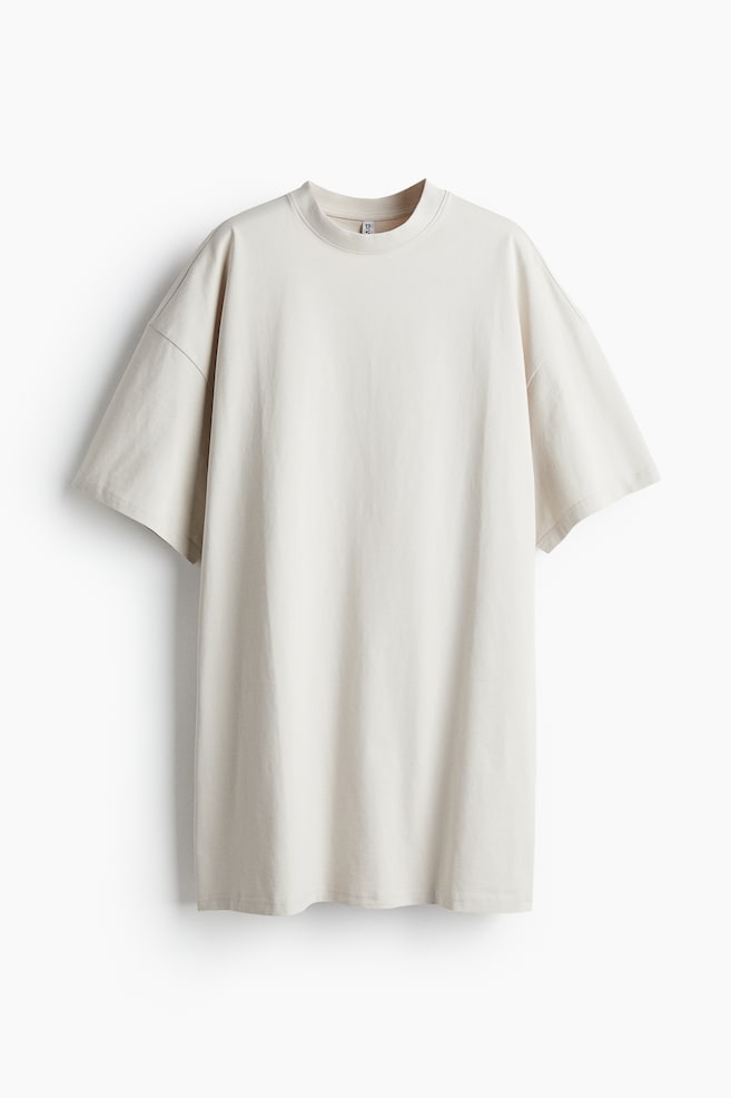 Oversized T-shirt dress - Light beige/Black/Dark grey/Dark grey - 1