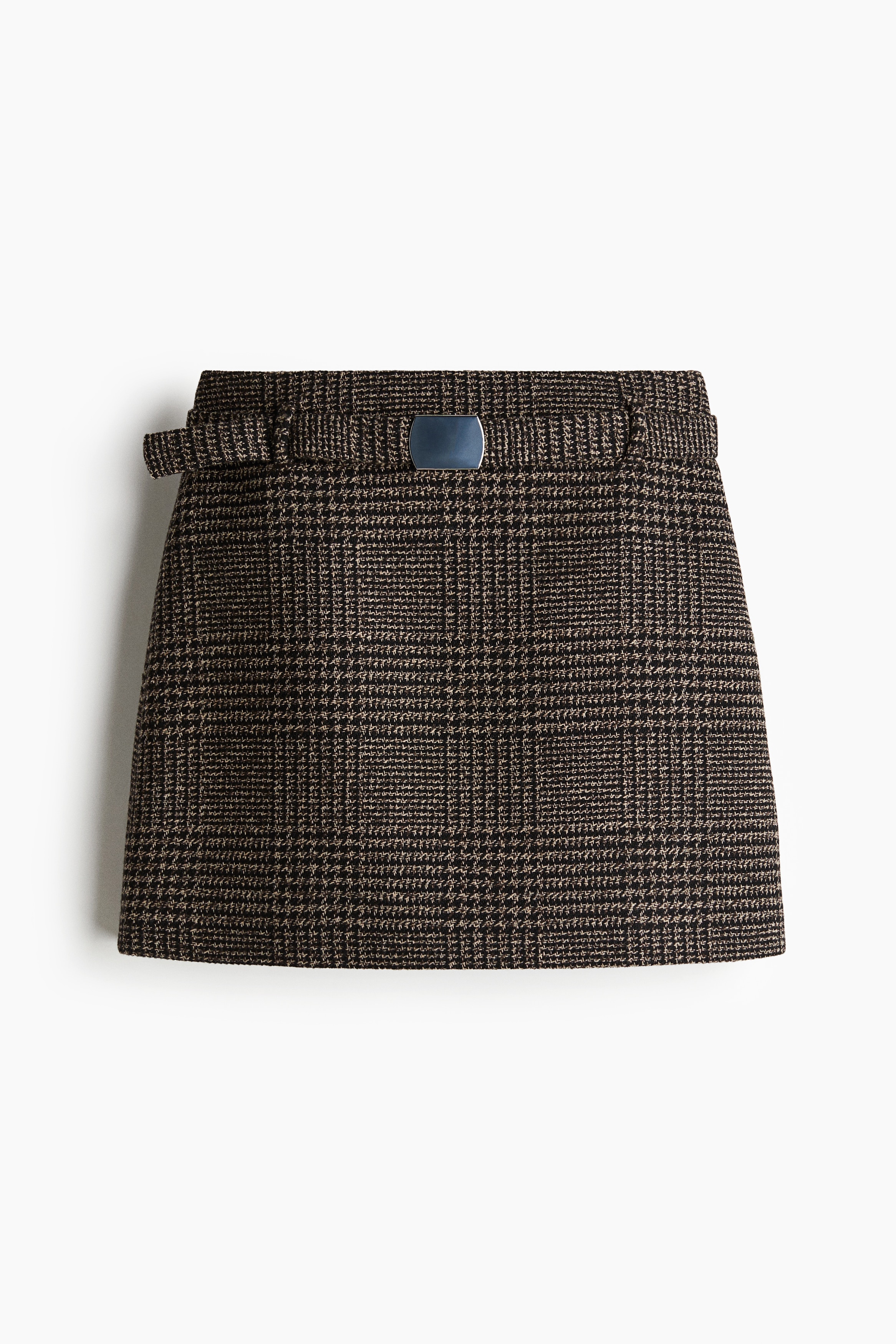 Μίνι φούστα με ζώνη - Μαύρο/καρό/Μαύρο/Μαύρο μελανζέ