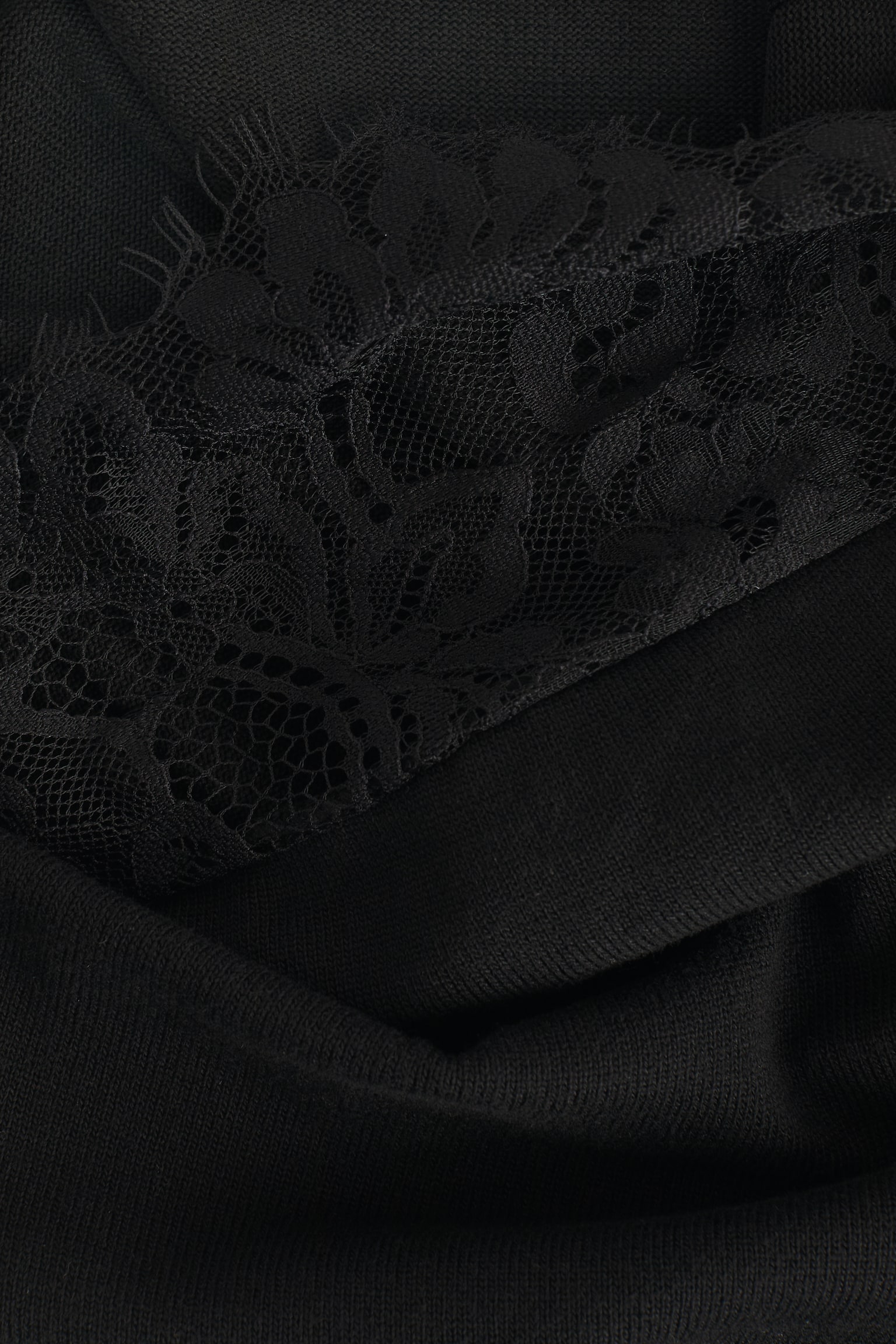 Abito con inserti in pizzo - Nero - 5