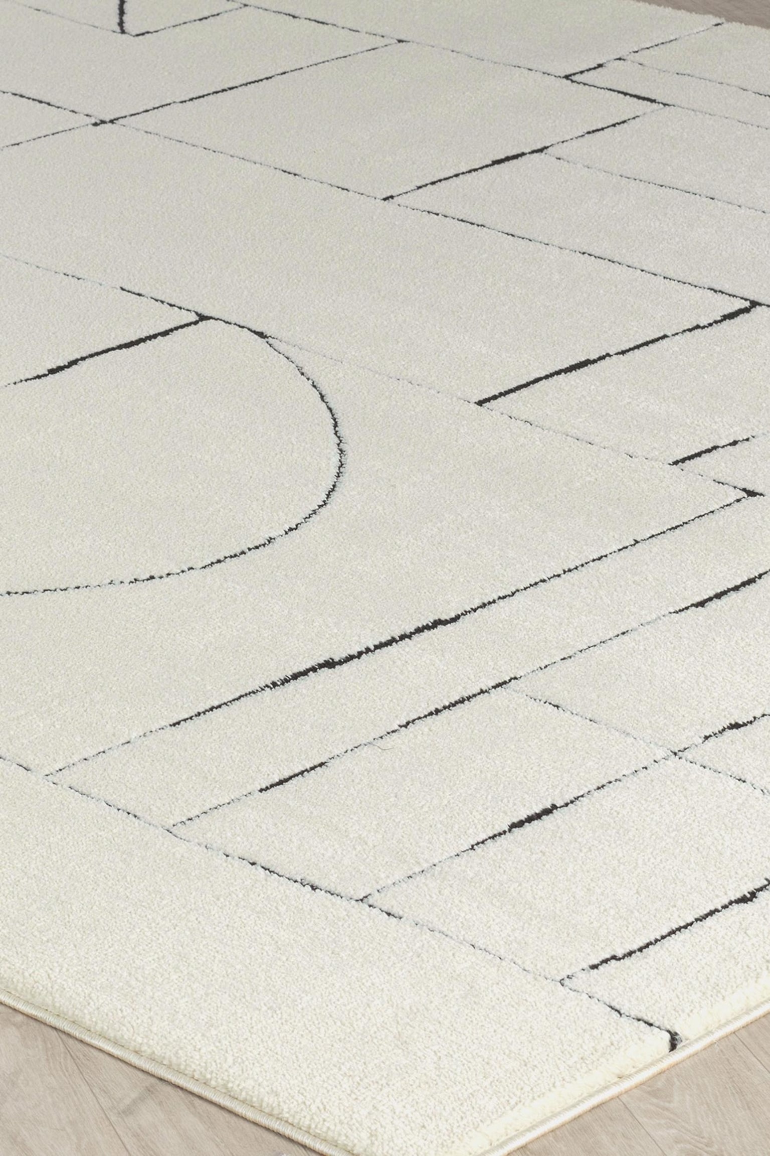 Scandi Modern High Pile Area Rug - Ivory/White - 7