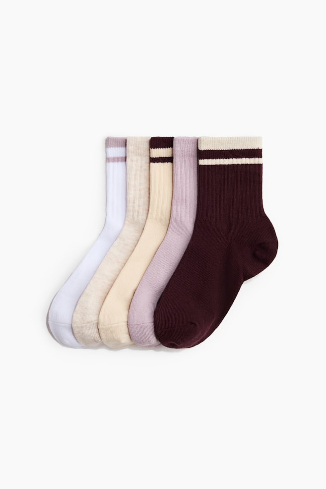 5-pack sports socks with DryMove™ - Burgundy/Striped/Blue/Striped/Bright blue/Frosty lilac/Dark grey/Light pink/Red/Red/Black/Pink/Green/White/White/Striped/Bright blue/White/Black/Dark blue/Striped/Grey marl/White - 1