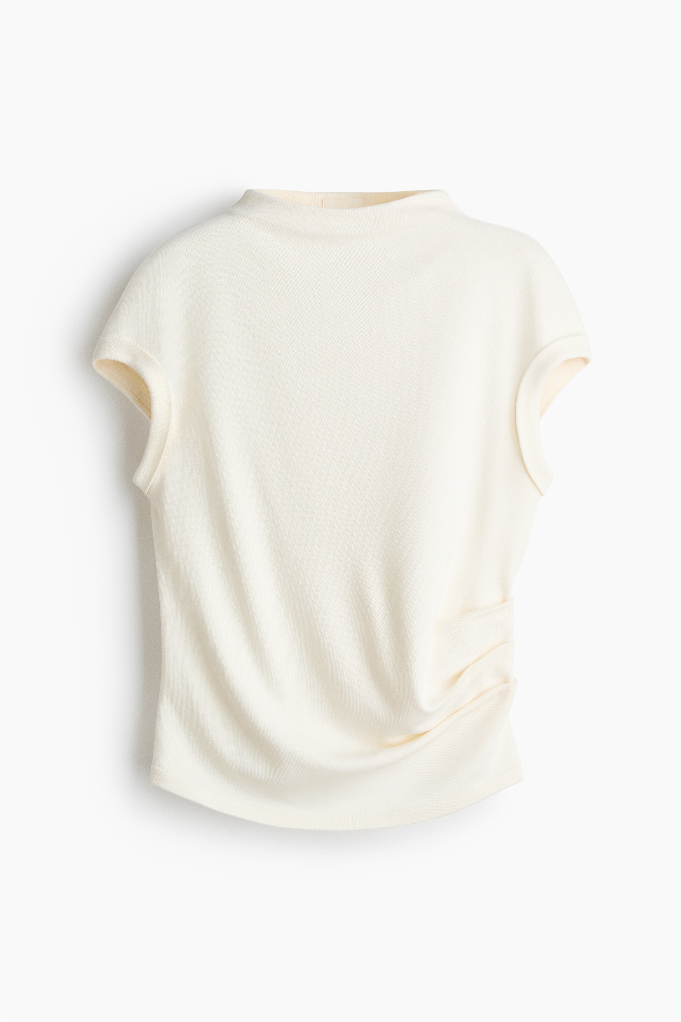 Top à effet drapé en maille fine - Blanc/Marron foncé