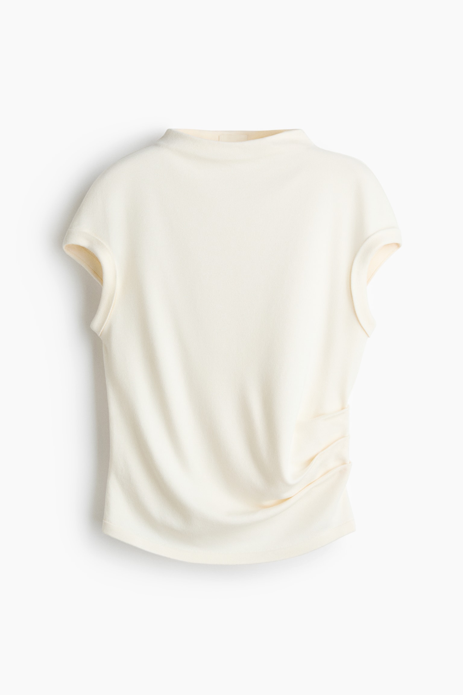 Draped fine-knit top - White/Dark brown - 2