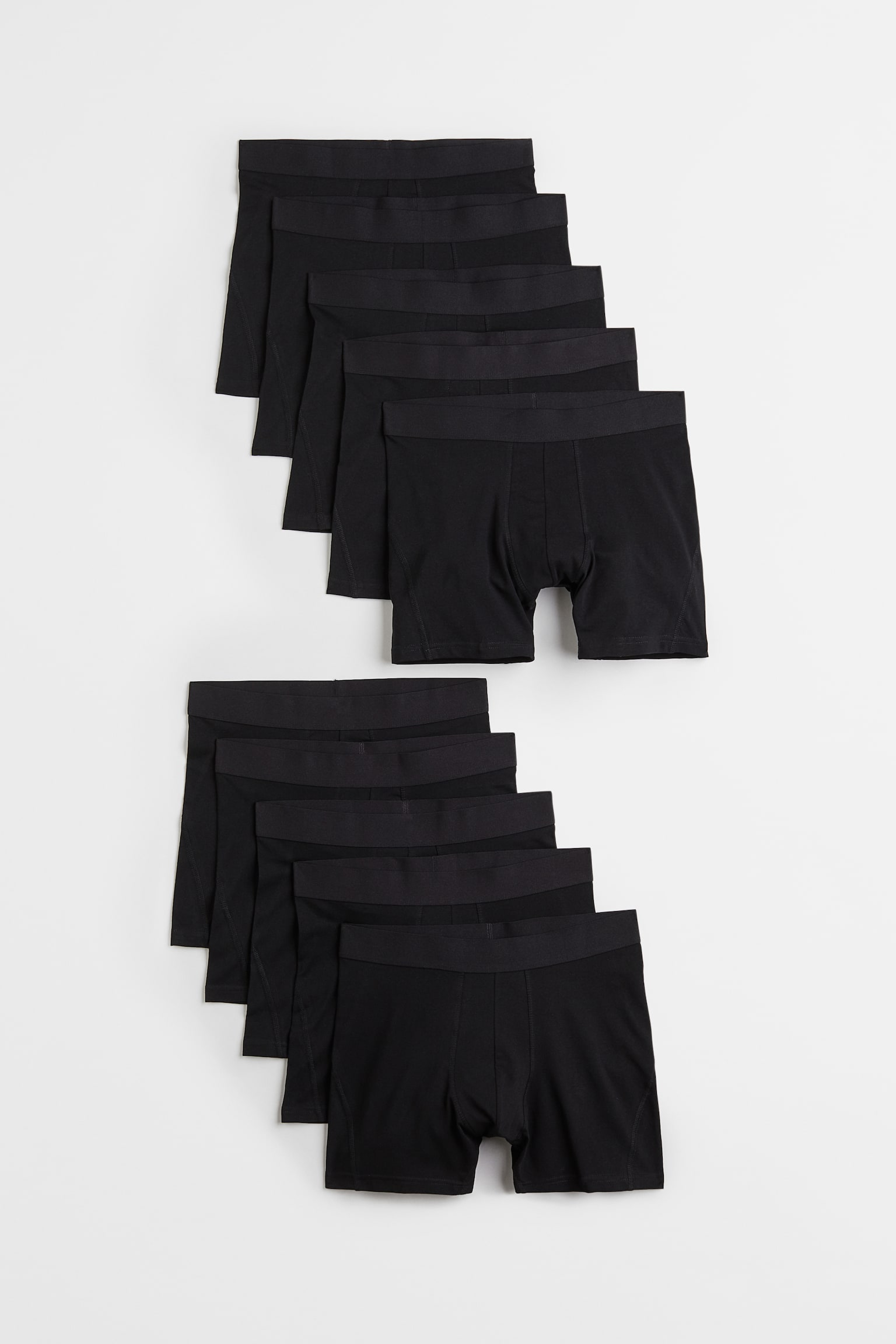 Мужские трусы-боксеры H&M с Lycra, набор 10 пар, цвет: Чёрный — фото 1