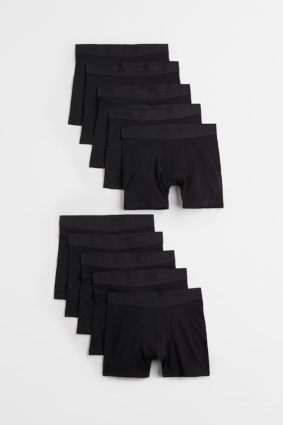 Мужские трусы-боксеры H&M с Lycra, набор 10 пар, цвет: Чёрный