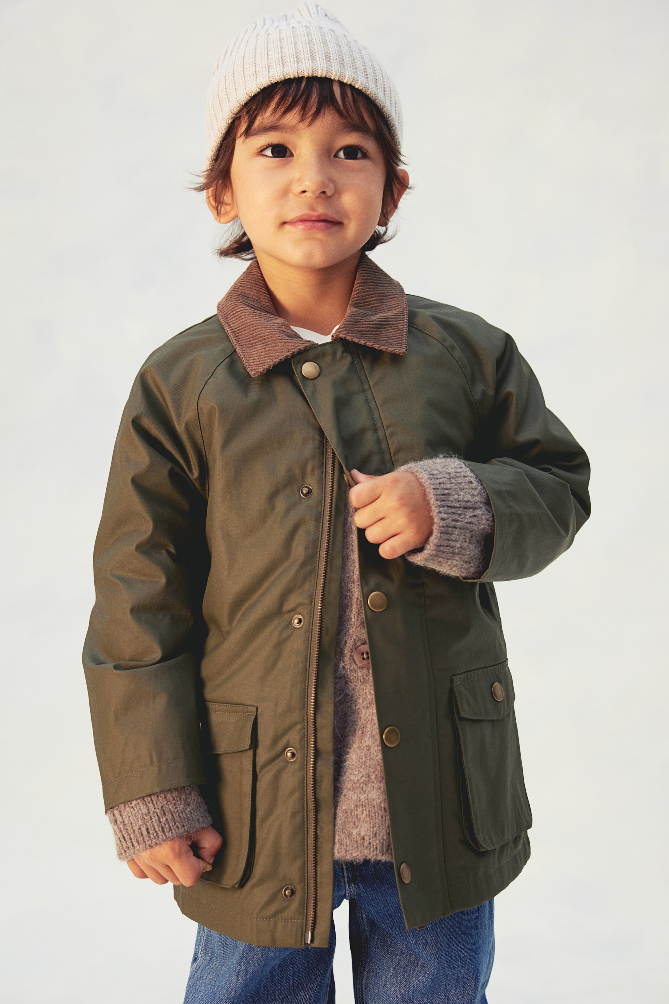 Waxed cotton coat - Dark green - Kids | H&M GB 2