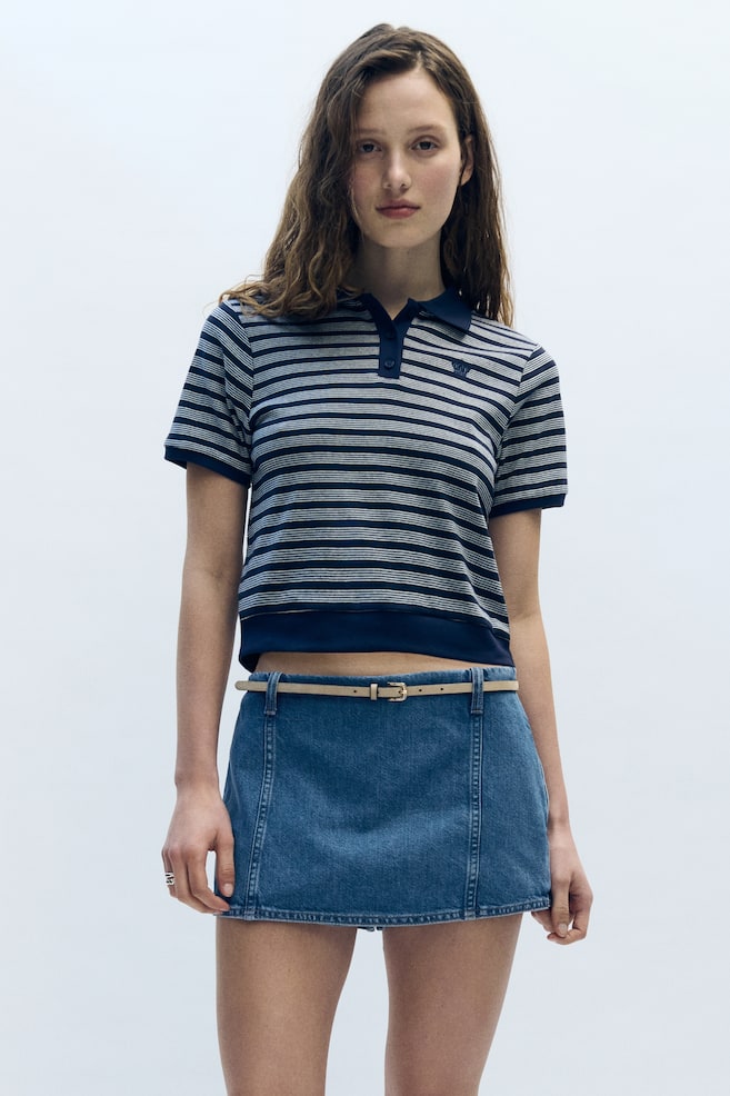 Denim skort - Denim blue/White/Black - 2