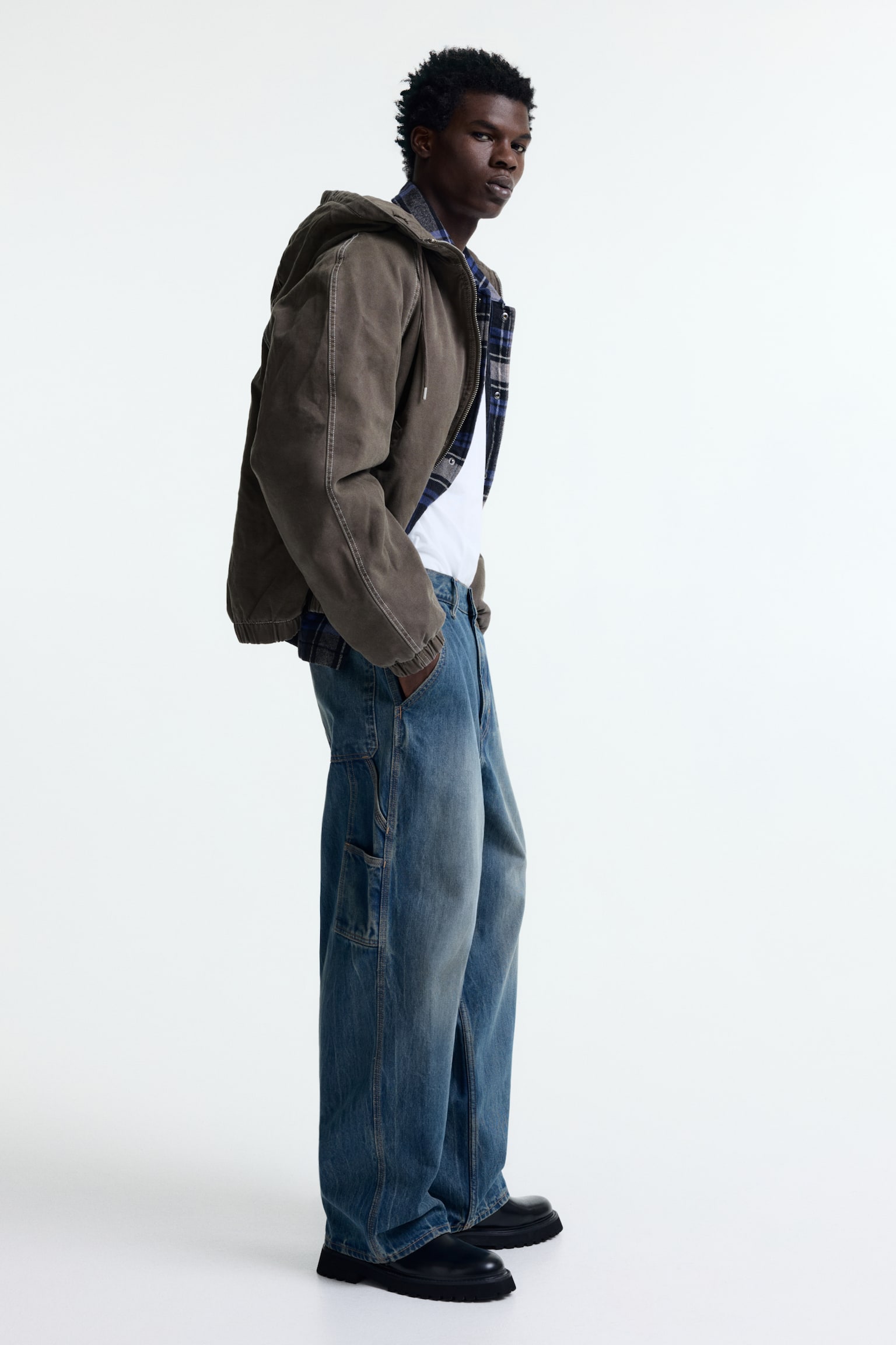 寬版木匠牛仔褲 - 丹寧藍/深丹寧灰/深丹寧藍 - 3