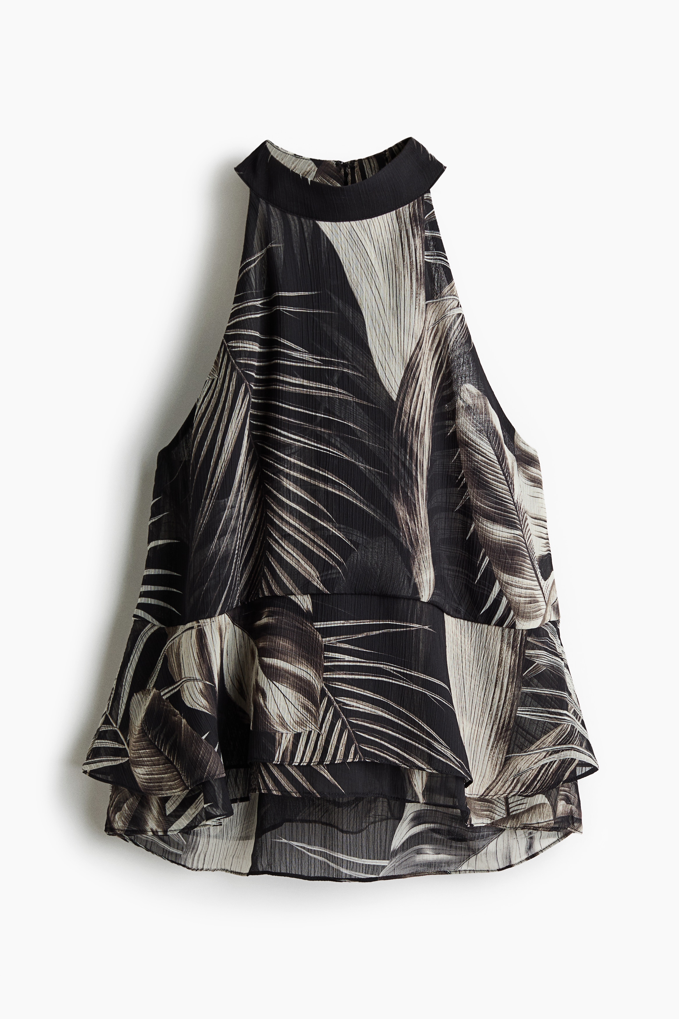 Halterneck Top - Black/patterned/Dark green